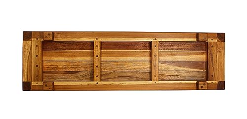 Eleganto® 34” Teak Bath Tray with LiftAide® in EarthyTeak® Finish - The EcoDecors Eleganto 23" x 15" Slatted Solid Teak Bath Floor Mat in EarthyTeak Finish