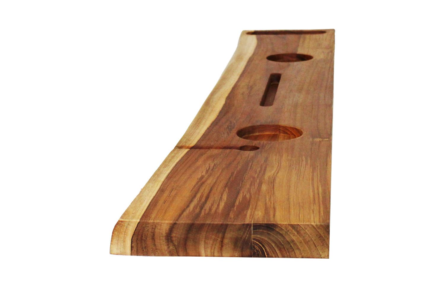 EcoDecors Eleganto 50" Solid Teak Bath Caddy Tray with Wine Glass & Tablet Holder