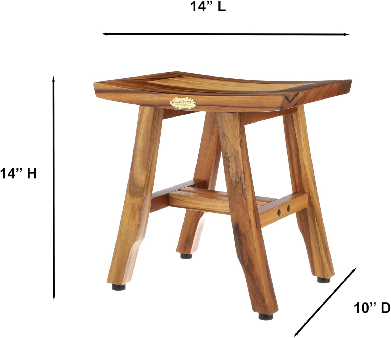 EcoDecors® Satori® 14" Teak Wood Shower Bench in EarthyTeak Finish