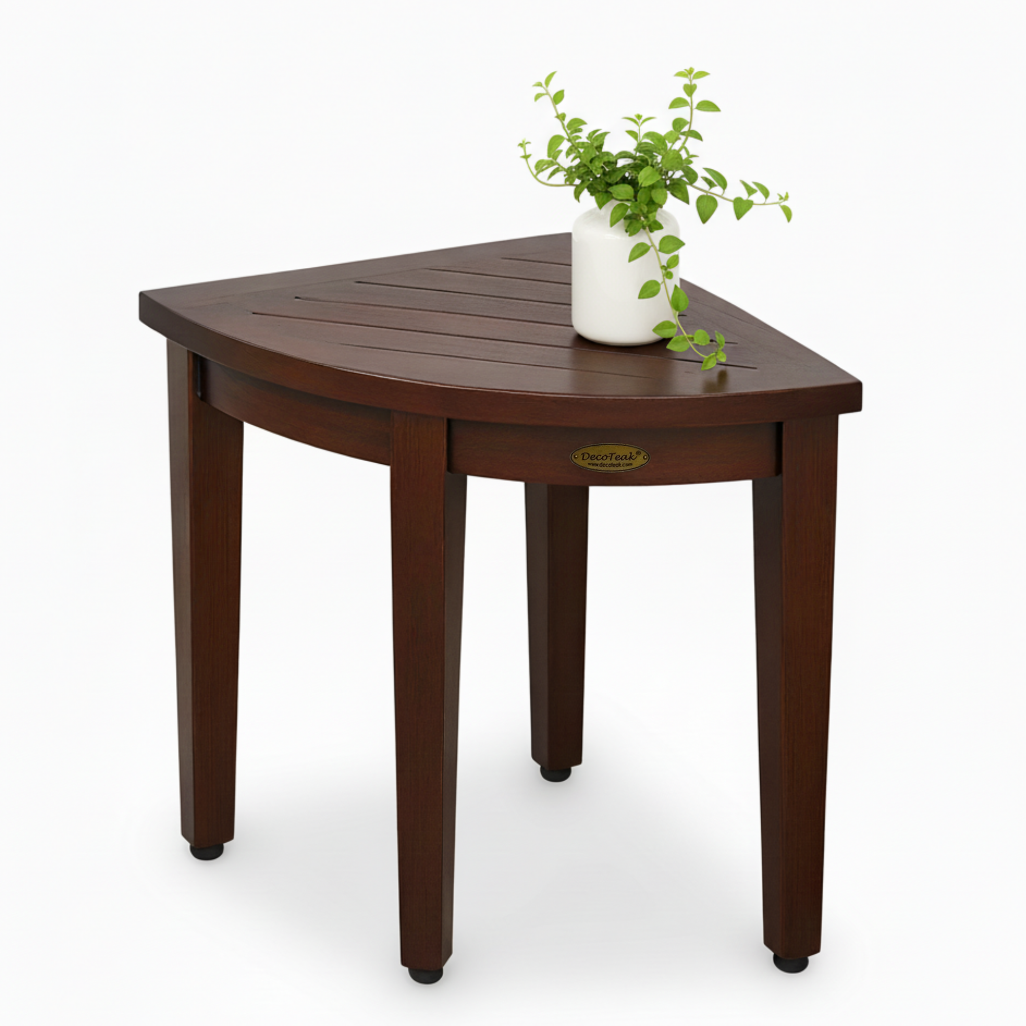 DecoTeak® SnazzyCorner® 18" Teak Wood Shower Corner Stool in Woodland Brown Finish
