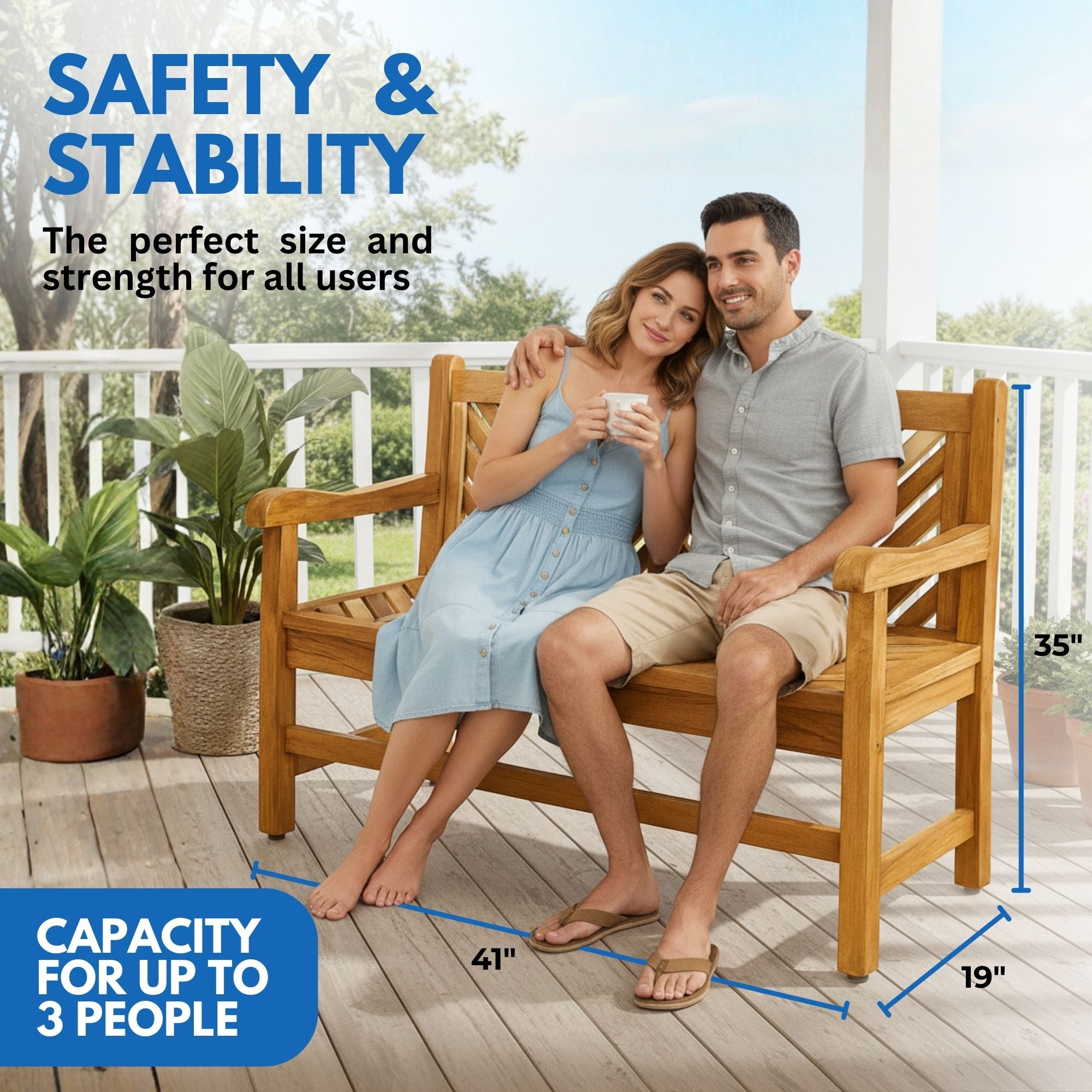 EcoDecors Eleganto 41" Teak Outdoor Garden Bench