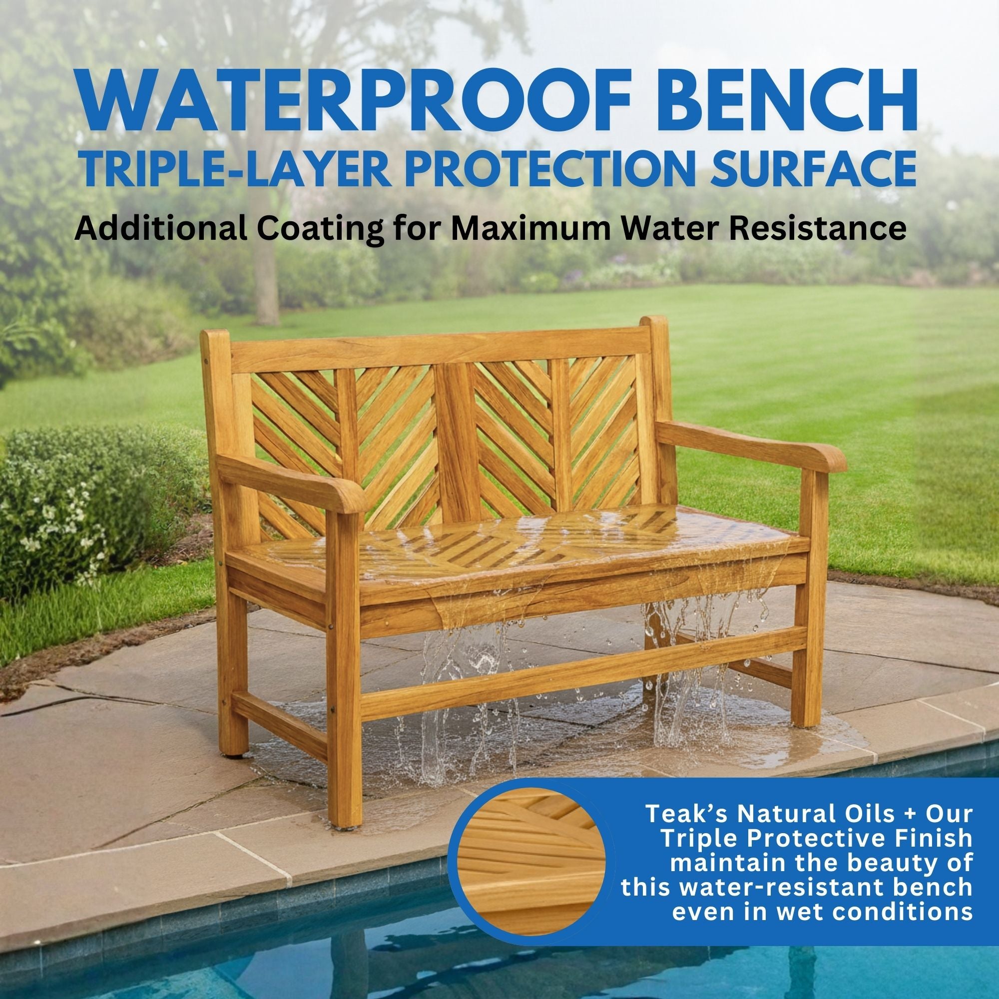 EcoDecors Eleganto 41" Teak Outdoor Garden Bench