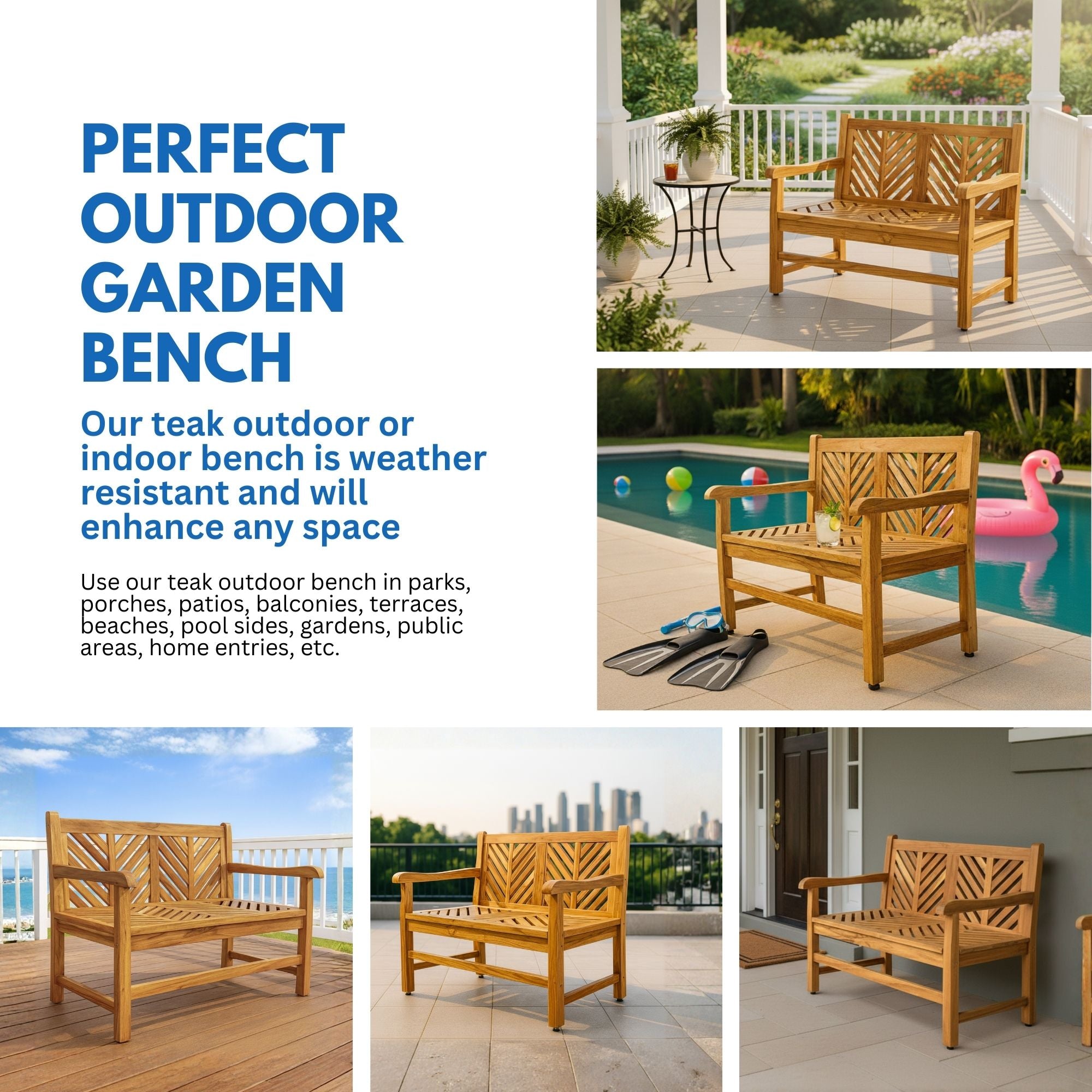 EcoDecors Eleganto 41" Teak Outdoor Garden Bench