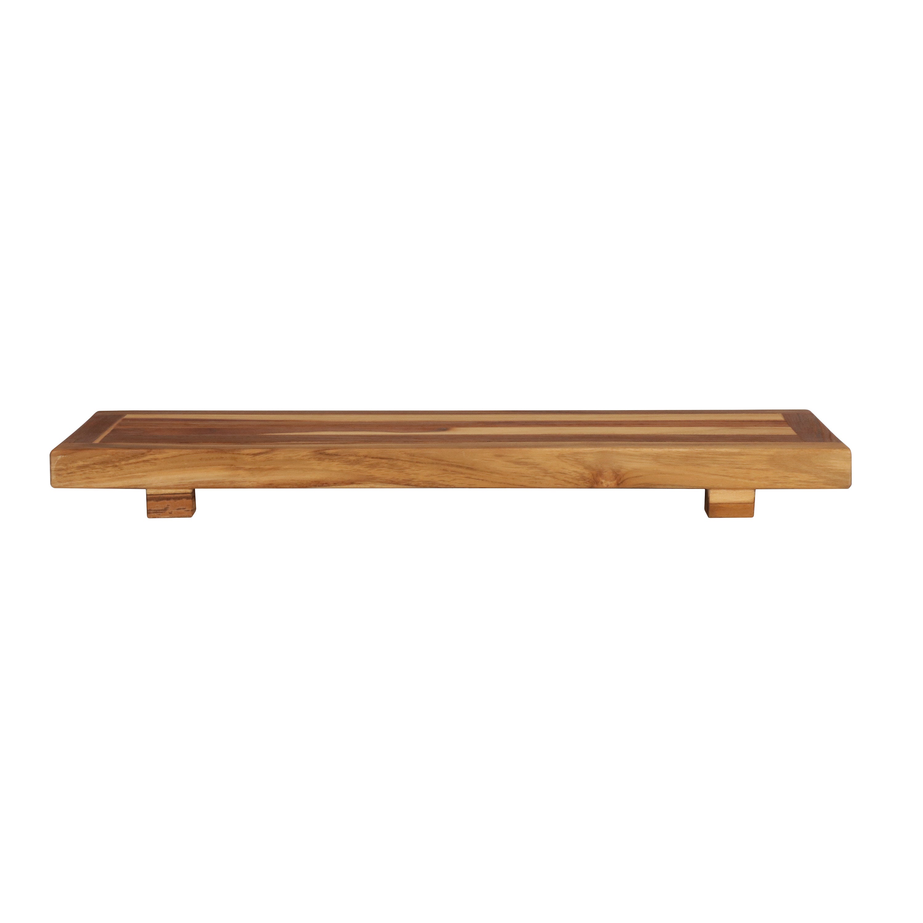 EcoDecors® Eleganto® 29" Teak Wood Bath Tray and Seat in EarthyTeak Finish - DecoTeak® Eleganto® 23”W Teak Floor Mat in a Woodland Brown Finish