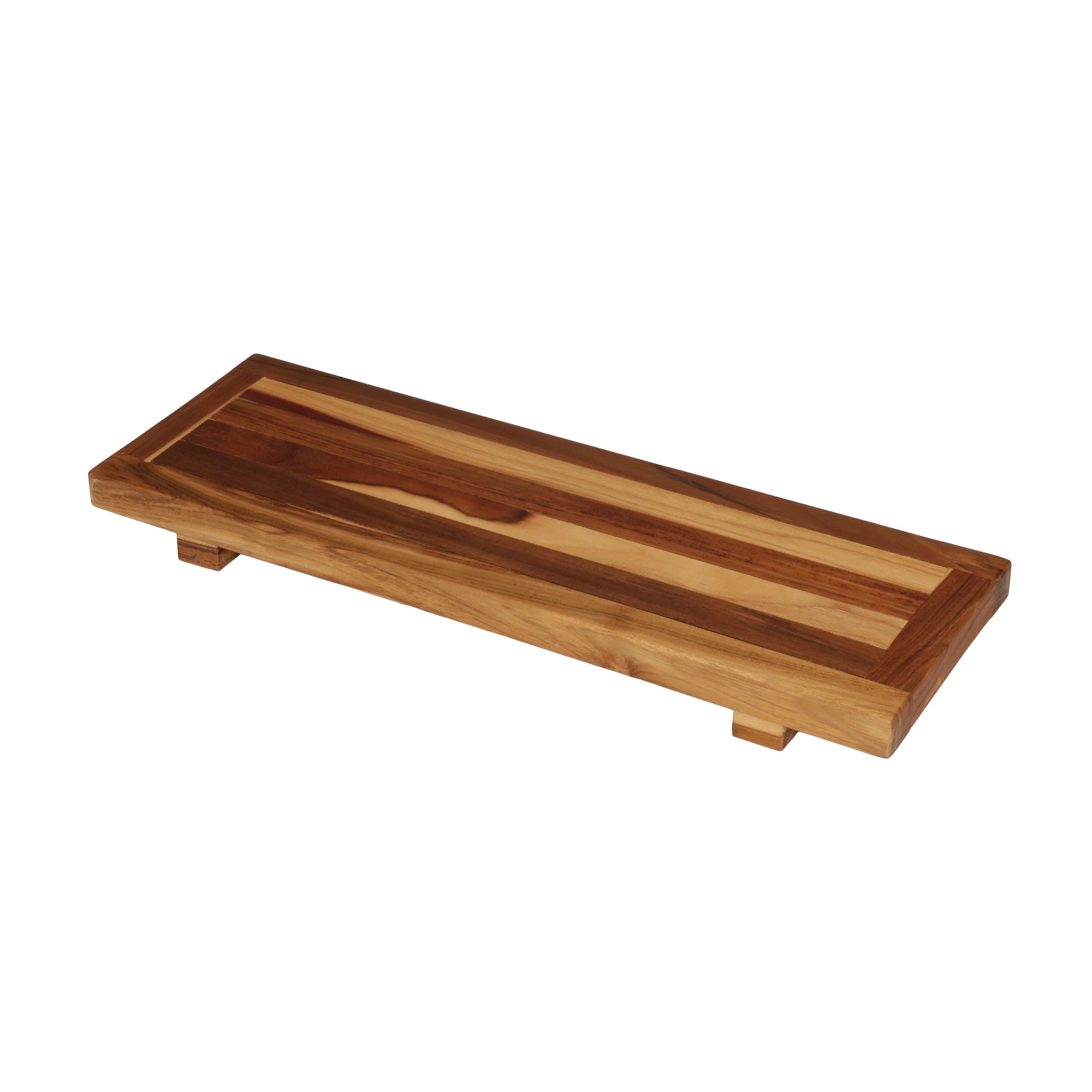 EcoDecors® Eleganto® 29" Teak Wood Bath Tray and Seat in EarthyTeak Finish - The EcoDecors Eleganto 23" x 15" Slatted Solid Teak Bath Floor Mat in EarthyTeak Finish