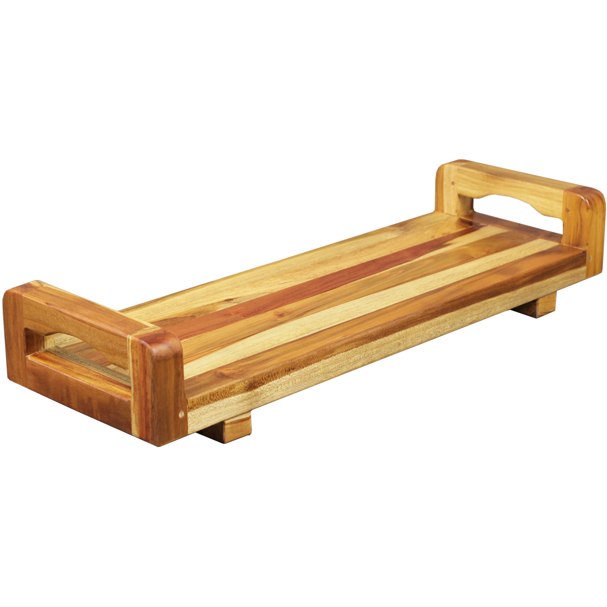 EcoDecors® Eleganto® 29" Teak Wood Bath Tray and Seat with LiftAide® Arms in EarthyTeak Finish - DecoTeak® Eleganto® 23”W Teak Floor Mat in a Woodland Brown Finish