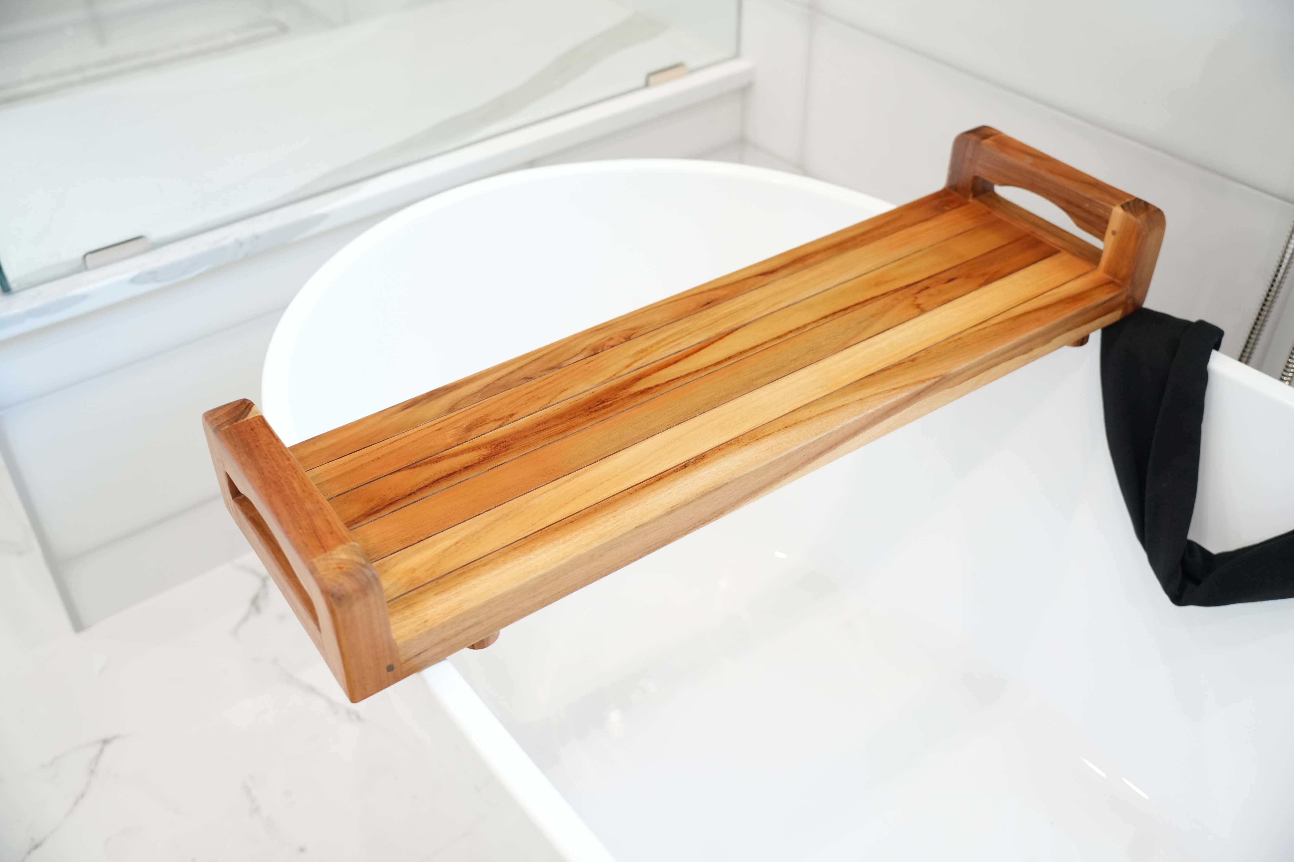 Eleganto® 34” Teak Bath Tray with LiftAide® in EarthyTeak® Finish