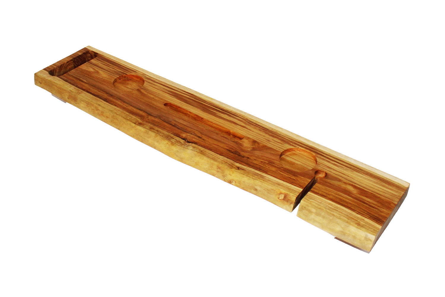 EcoDecors Eleganto 36" Solid Teak Bath Caddy Tray with Wine Glass & Tablet Holder