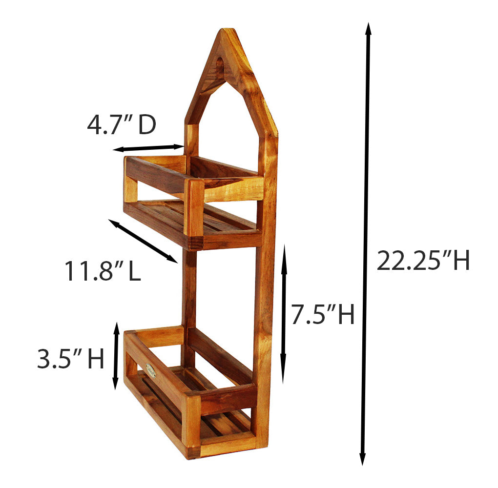 EcoDecors Teak Hanging Shower Caddy 22.25" x 11.8"