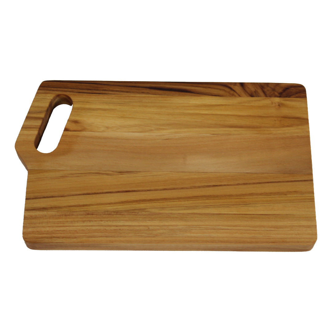 EcoDecors 10x6 Teak Edge Grain Cutting Board with Juice Groove & Handle