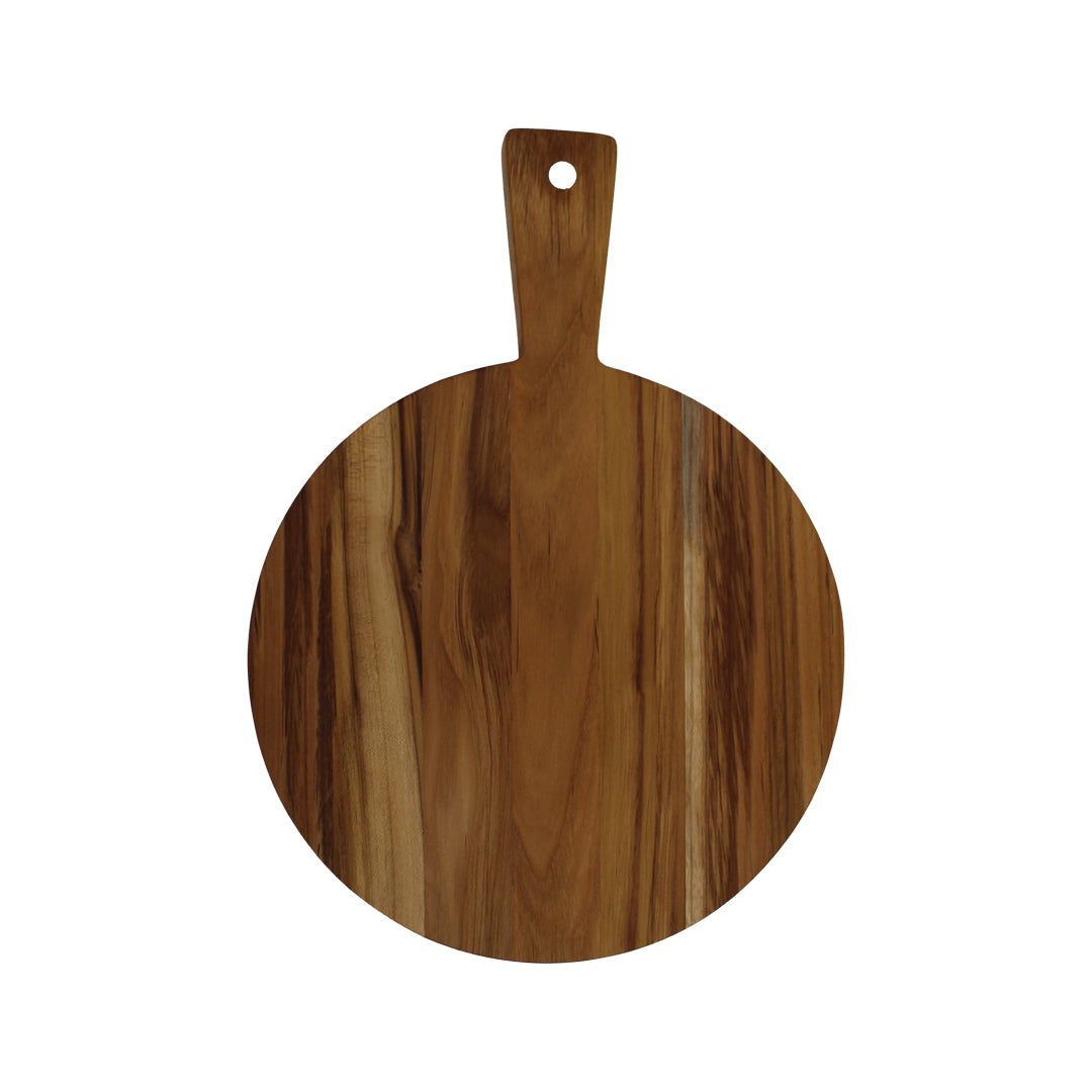 EcoDecors 3 Piece Round Teak Cutting Board Set with Handle & Juice Groove