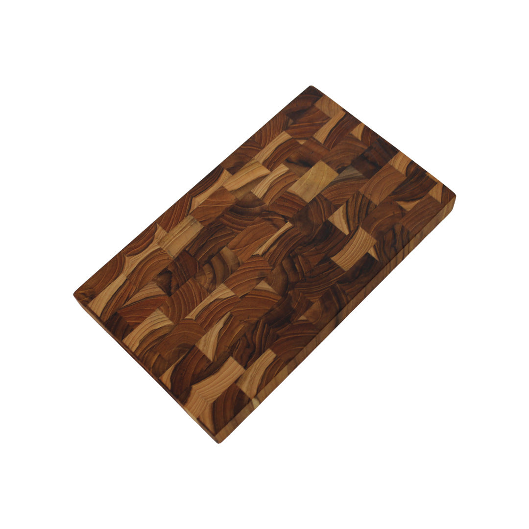 EcoDecors 10x6 FSC Teak End Grain Reversible Cutting Board for Snacks