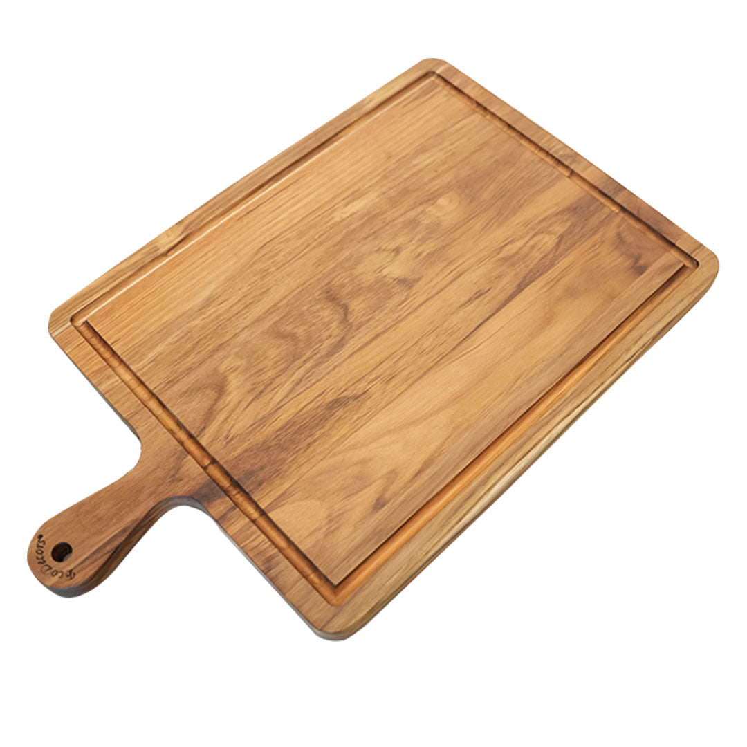 EcoDecors 19" x 12" FSC Teak Cutting Board with Juice Groove & Handle