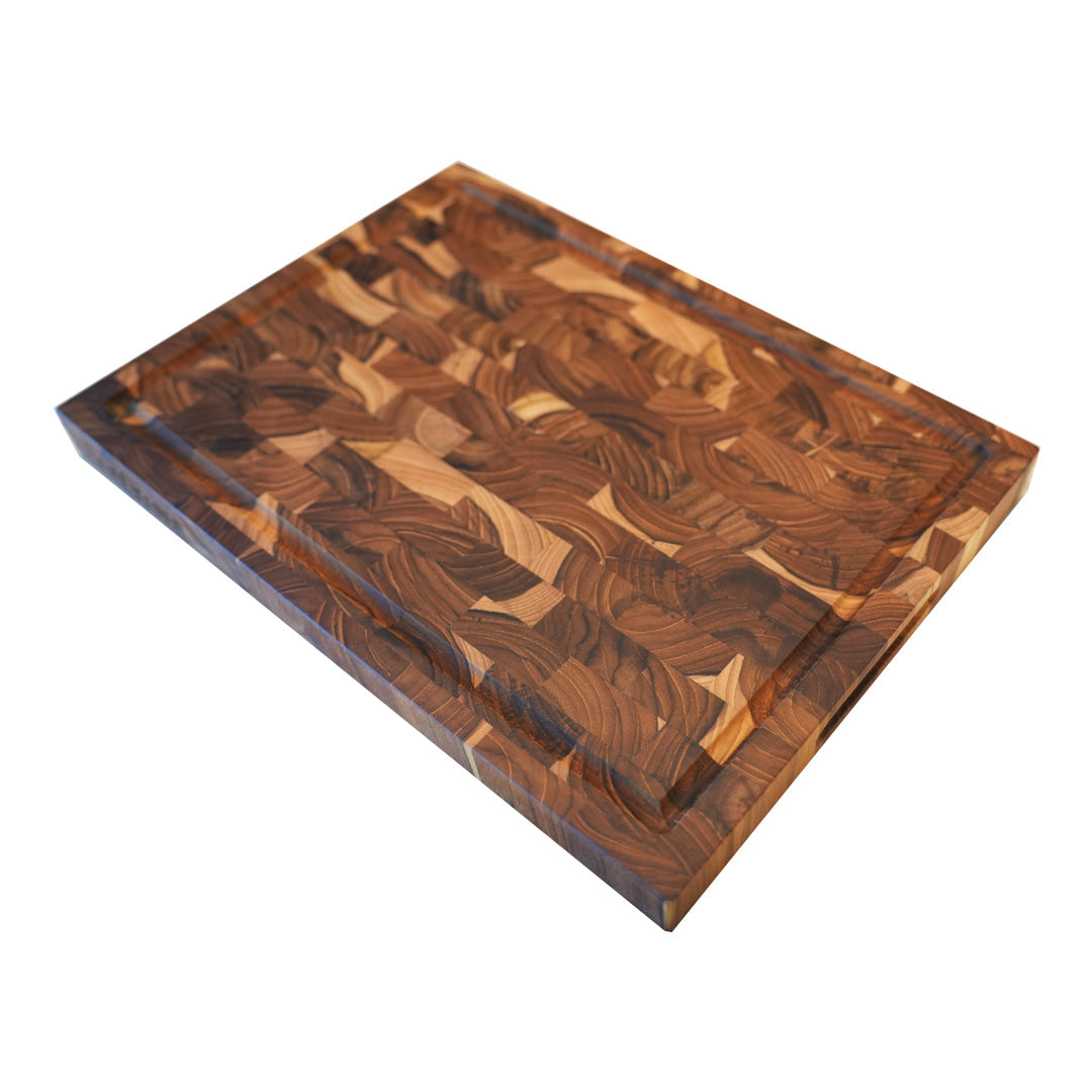 EcoDecors FSC Teak 14" x 10" End Grain Reversible Cutting Board for Prep