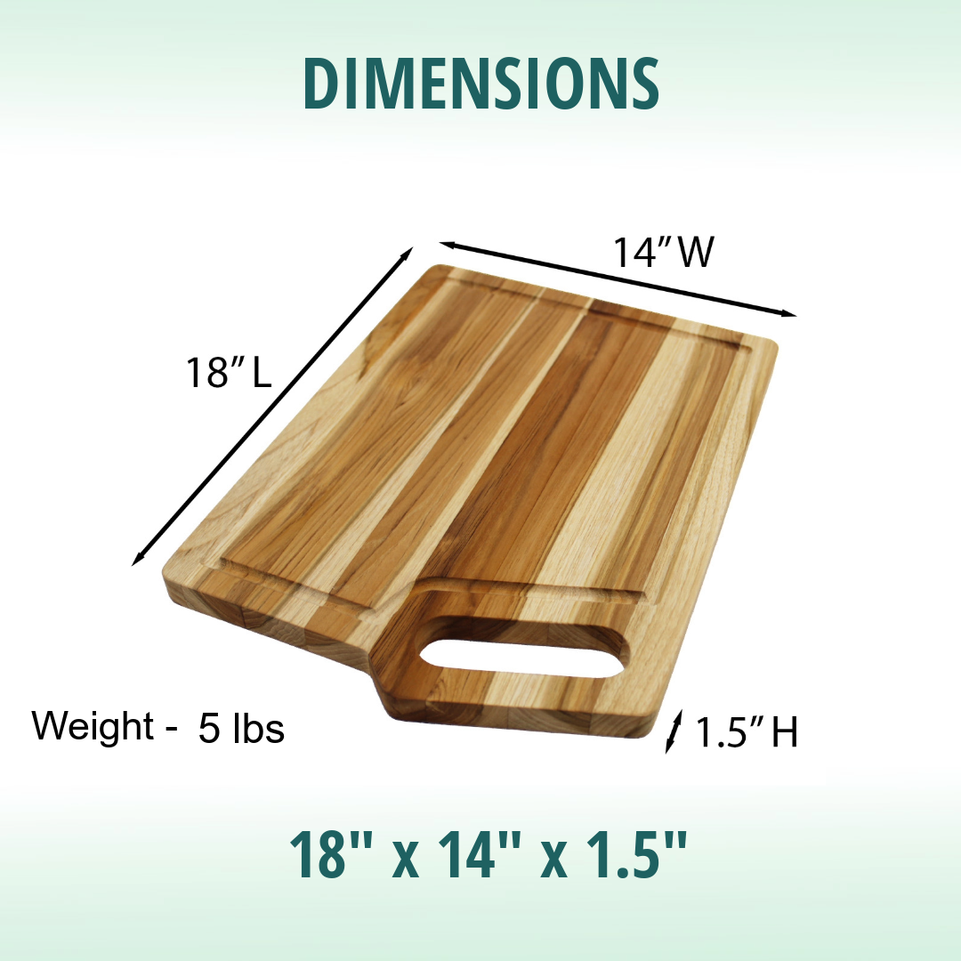 EcoDecors 3 Piece Teak Wood Cutting Board Set with Juice Groove & Handle
