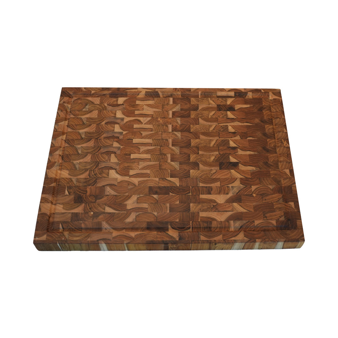 EcoDecors FSC Teak 20" x 15" End Grain Cutting Board with Charcuterie Tray