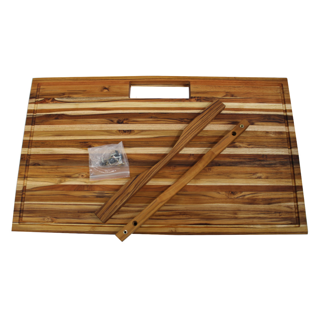 EcoDecors 34" x 20" XL FSC Teak Cutting Board with Juice Groove & Handles