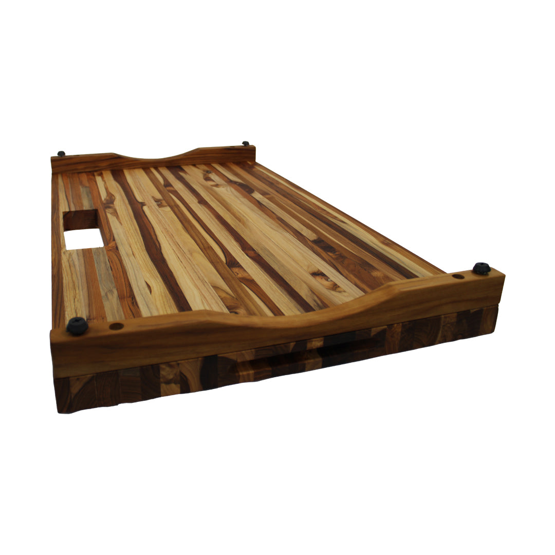 EcoDecors 34" x 20" XL FSC Teak Cutting Board with Juice Groove & Handles