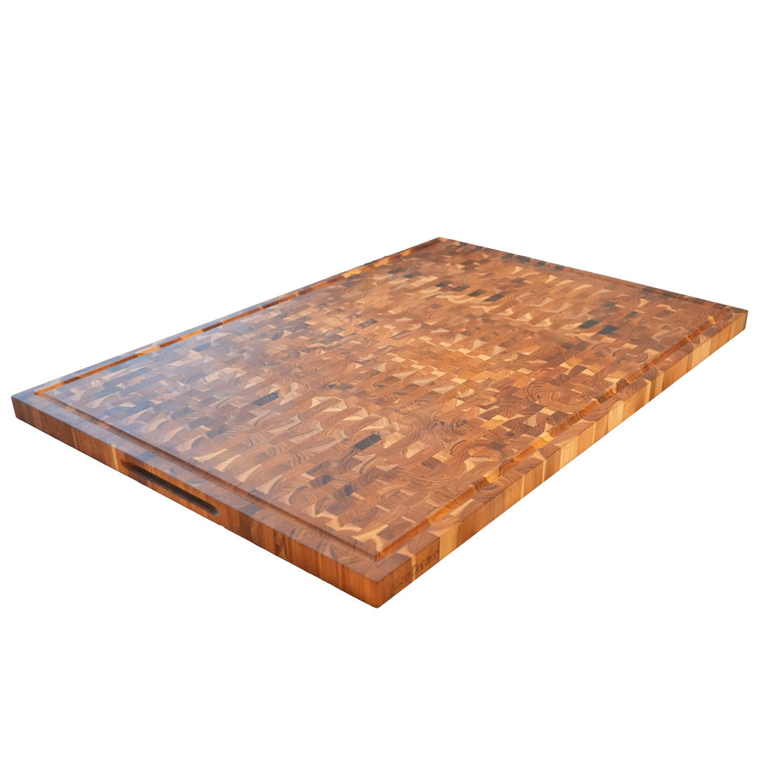 EcoDecors 40" x 28" FSC Teak XL Reversible End Grain Butcher Block