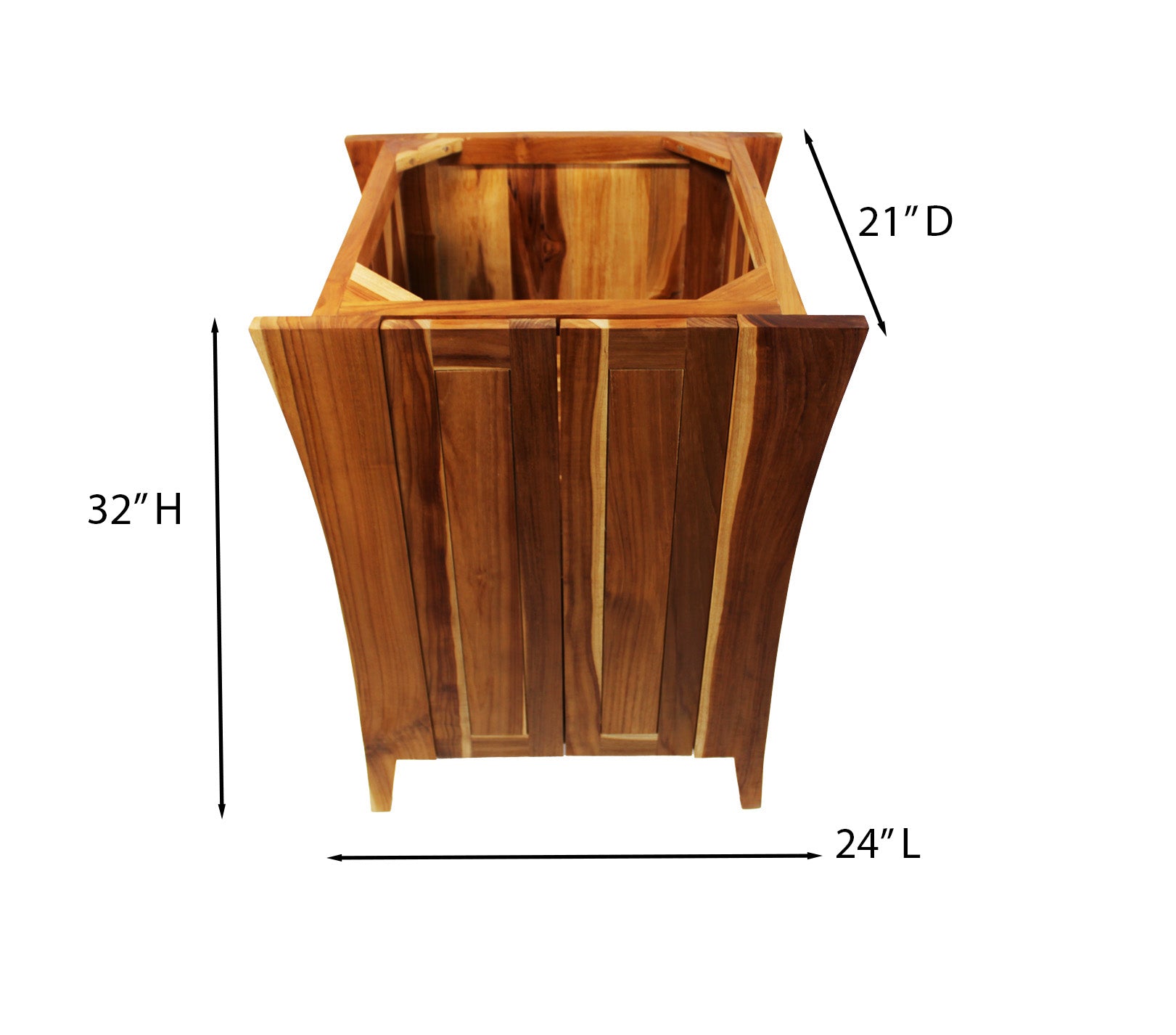 EcoDecors® Curvature® 24" Teak Wood Free Standing Bathroom Vanity in EarthyTeak® Finish
