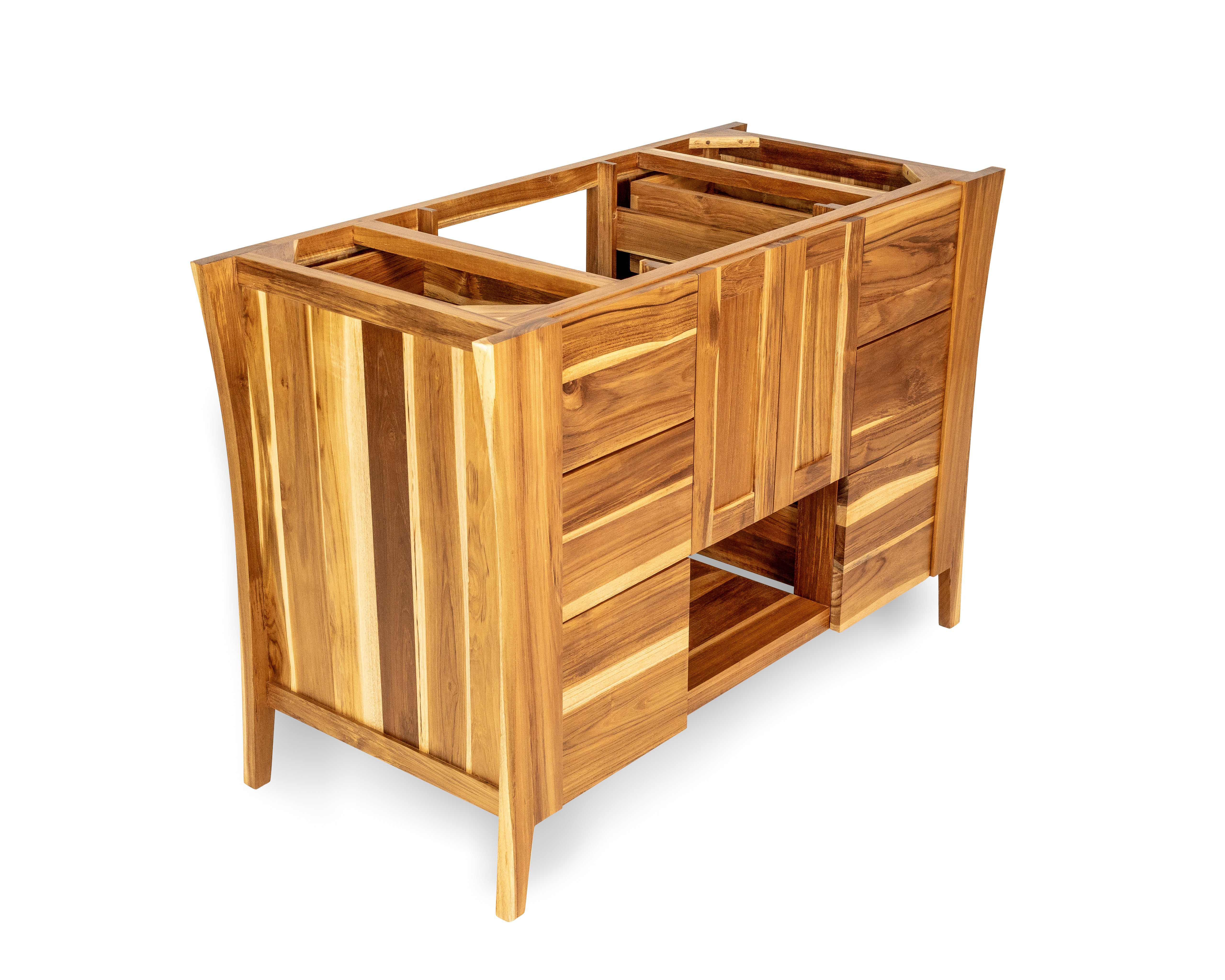 EcoDecors® Curvature® 48" Teak Wood Free Standing Bathroom Vanity in EarthyTeak® Finish