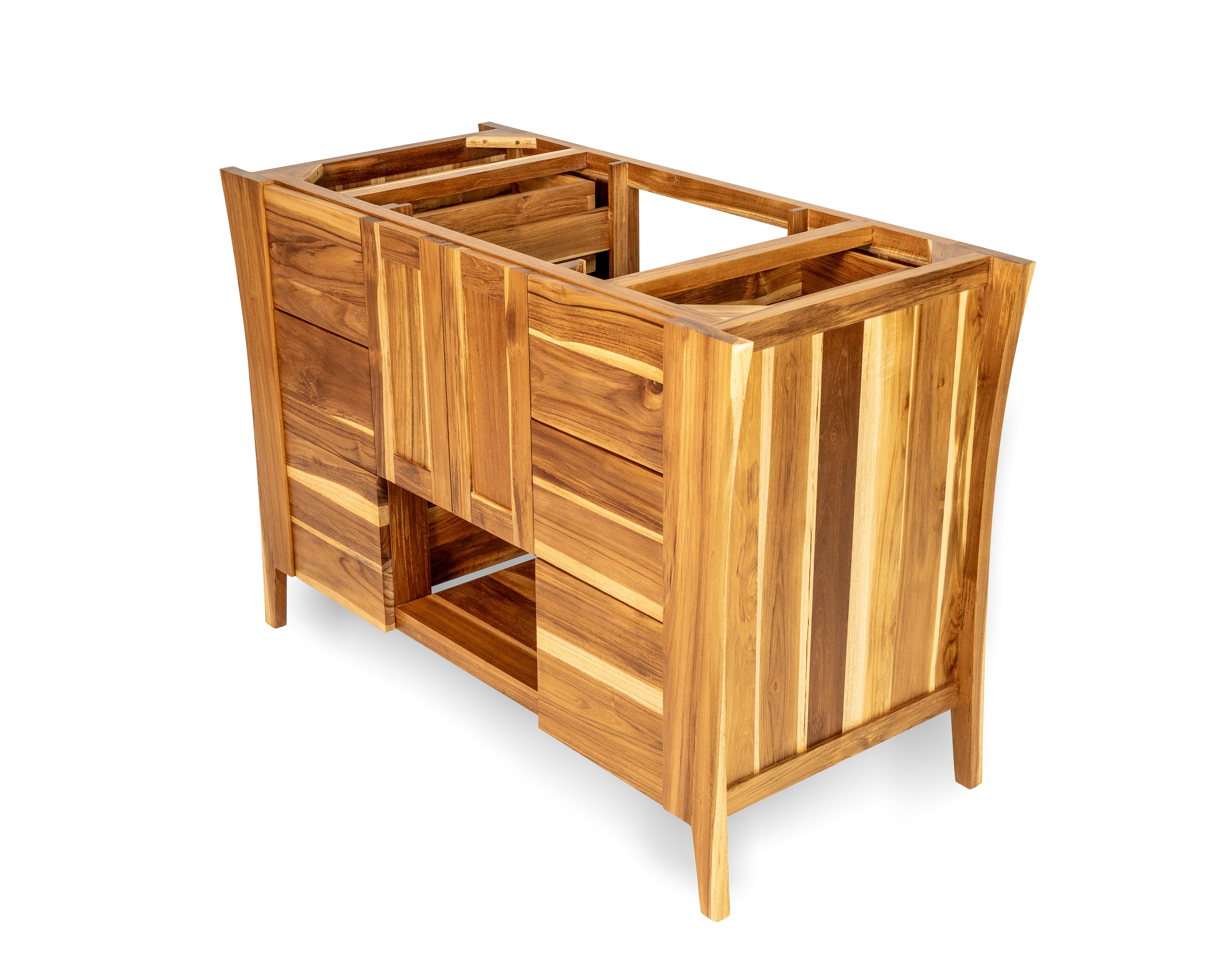 EcoDecors® Curvature® 48" Teak Wood Free Standing Bathroom Vanity in EarthyTeak® Finish