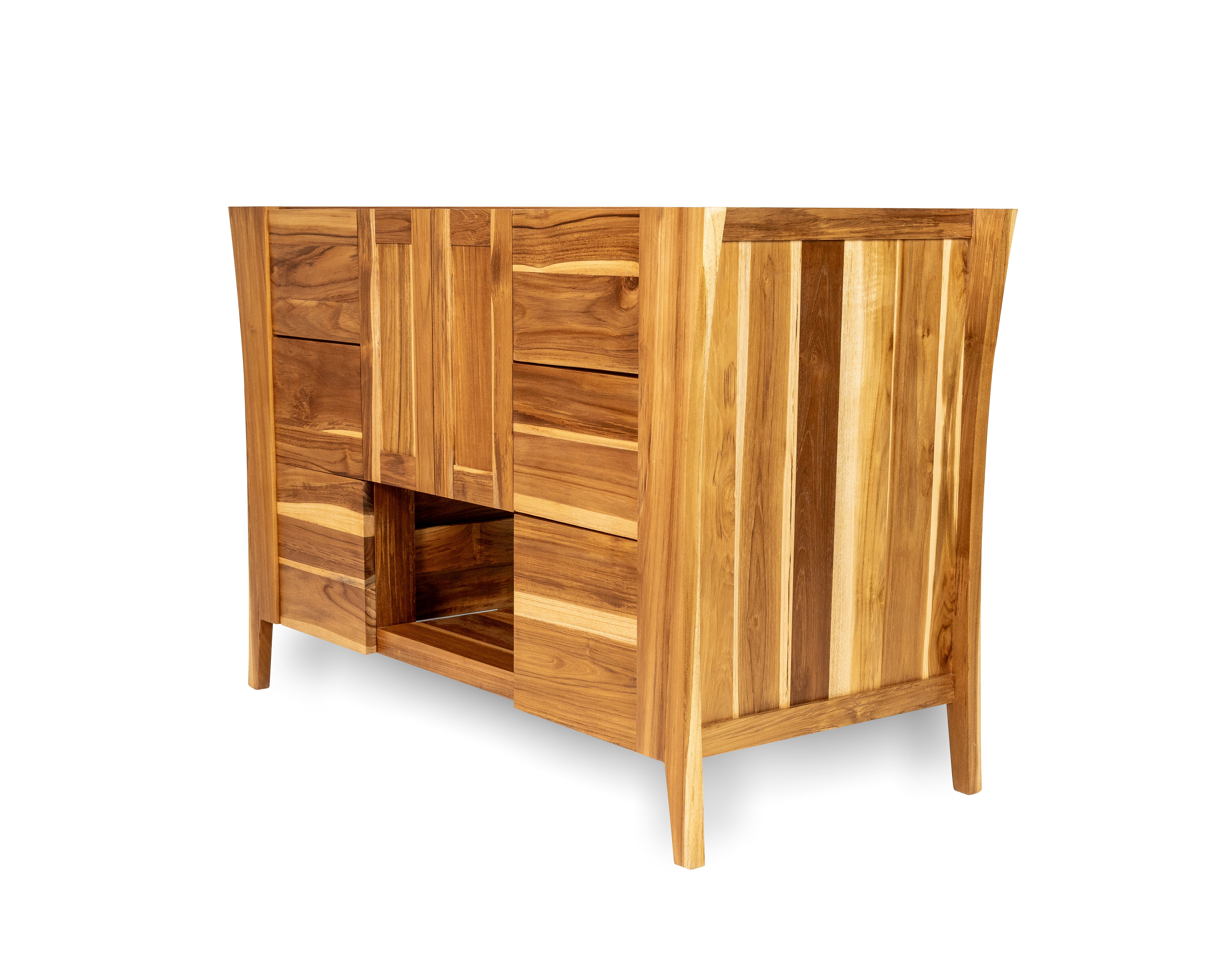 EcoDecors® Curvature® 48" Teak Wood Free Standing Bathroom Vanity in EarthyTeak® Finish