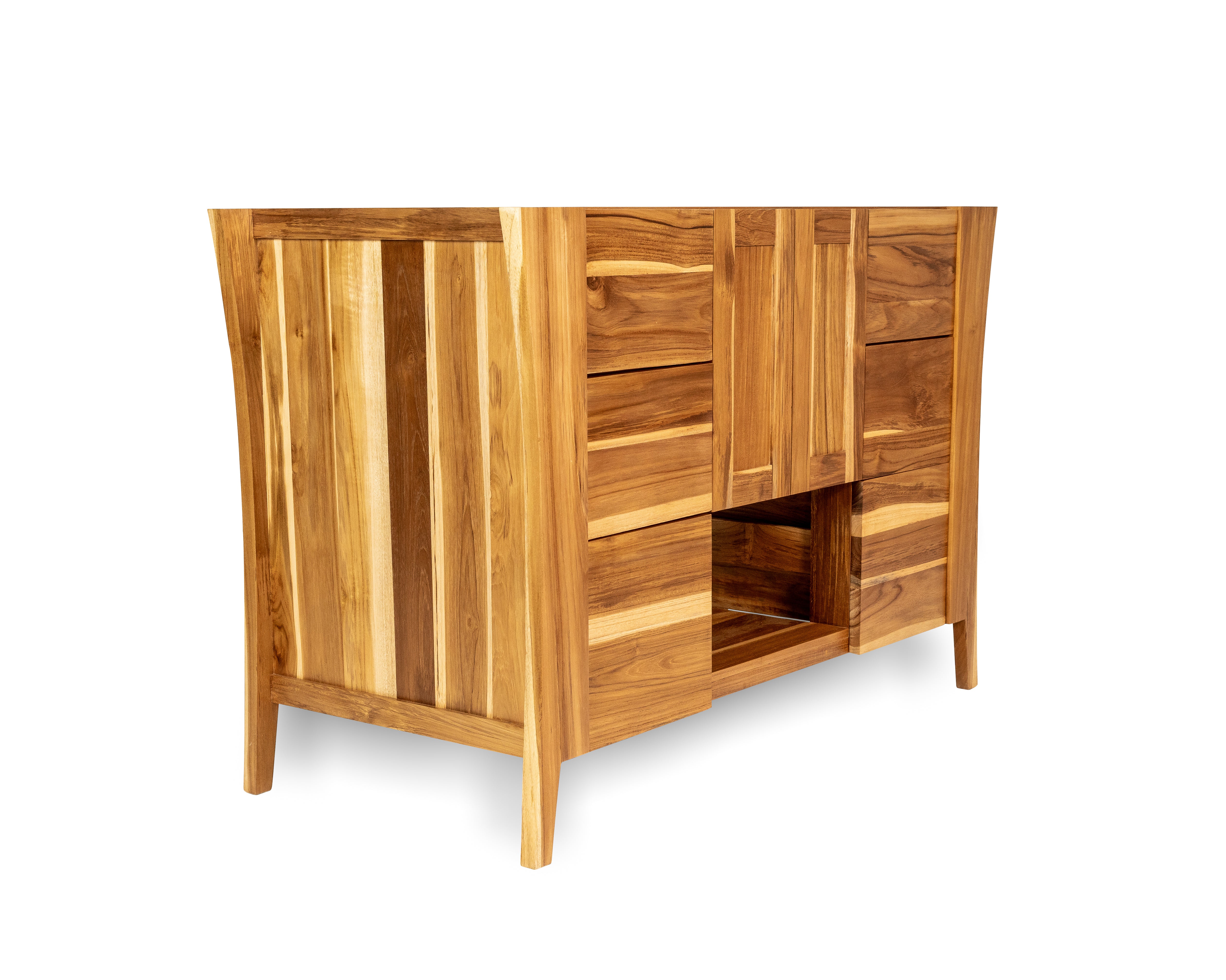 EcoDecors® Curvature® 48" Teak Wood Free Standing Bathroom Vanity in EarthyTeak® Finish