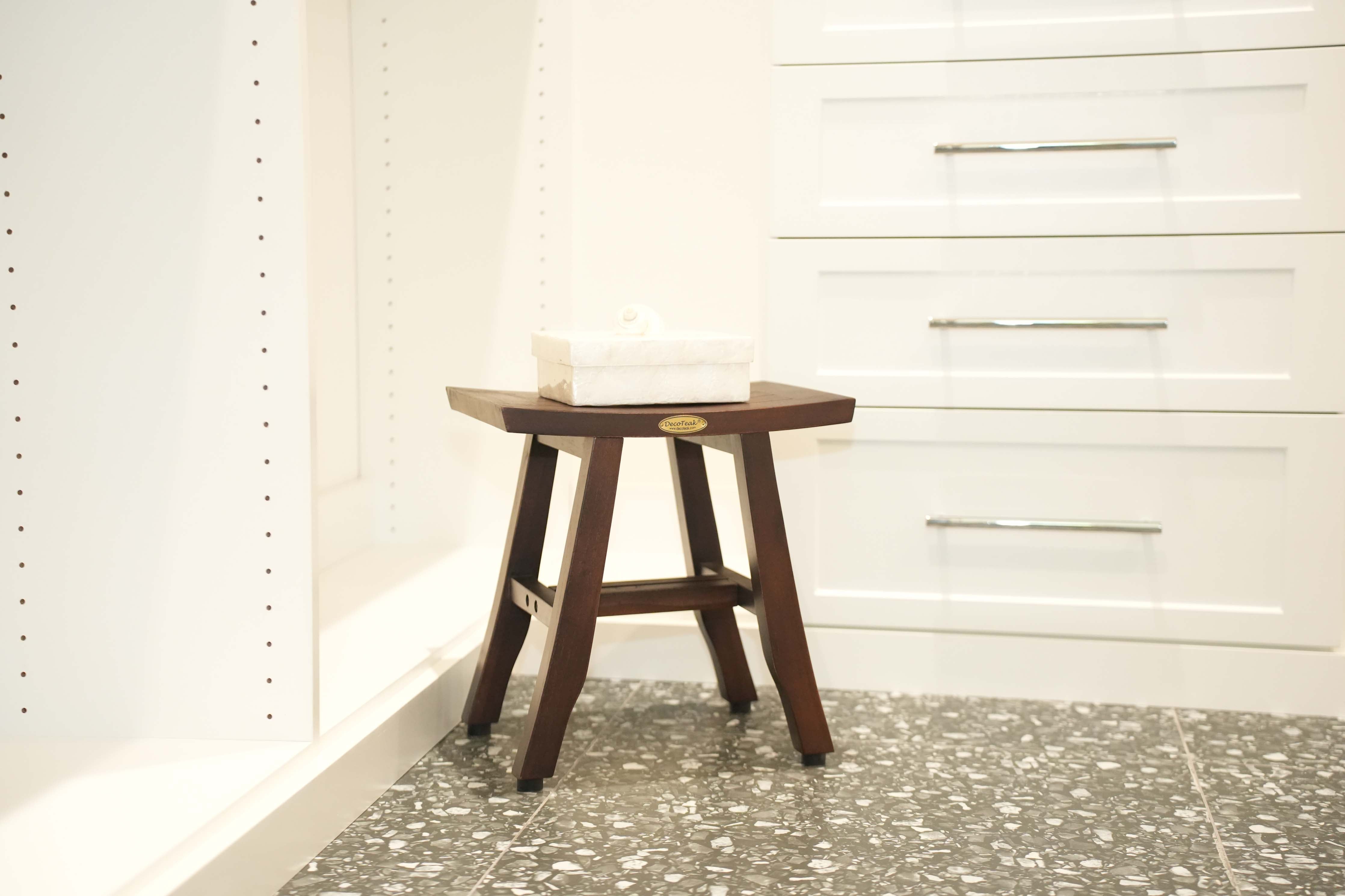 DecoTeak® Satori® 18" Teak Wood Shower Bench in Woodland Brown Finish