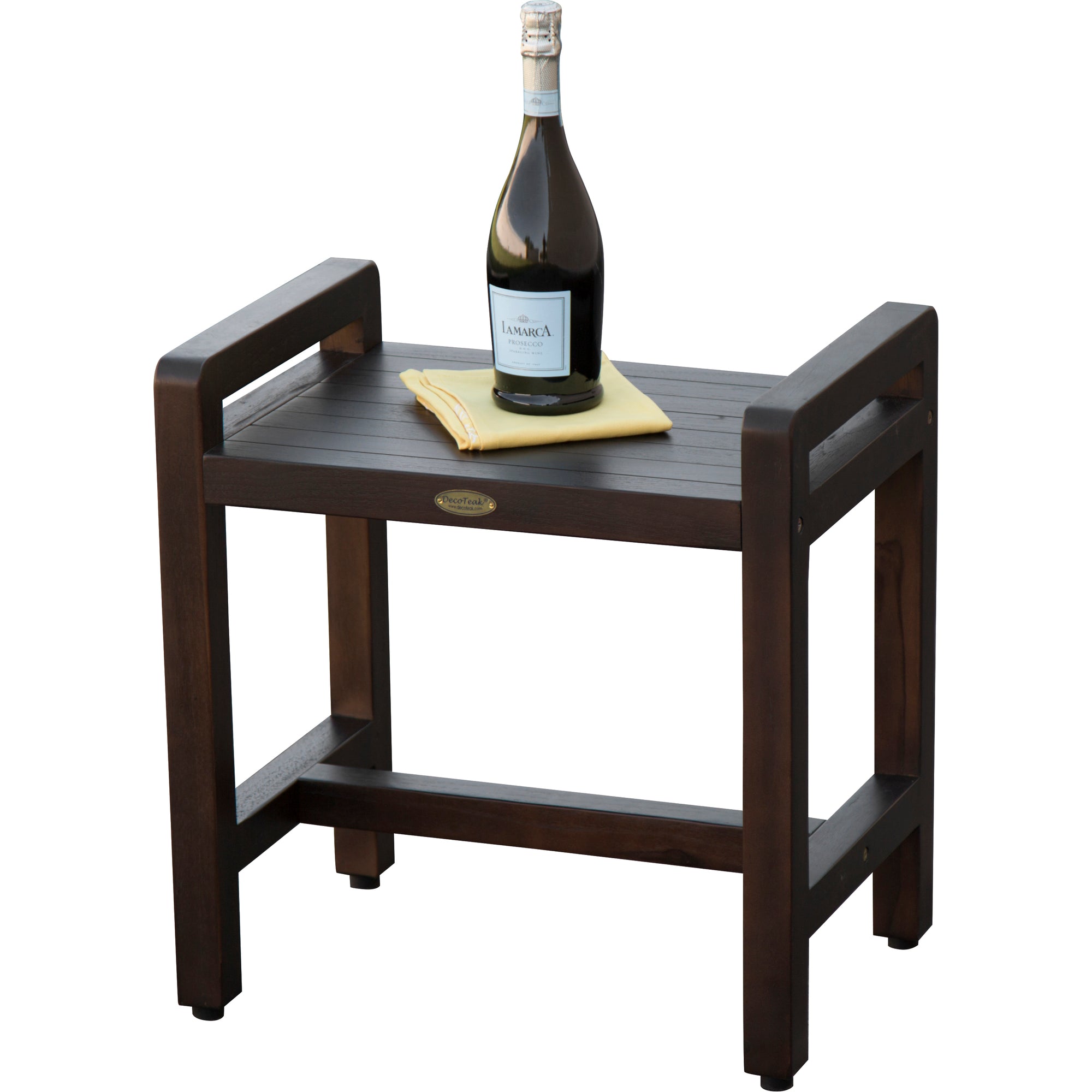 DecoTeak® Eleganto® 20" Teak Wood Shower Bench with LiftAide® Arms in Woodland Brown Finish