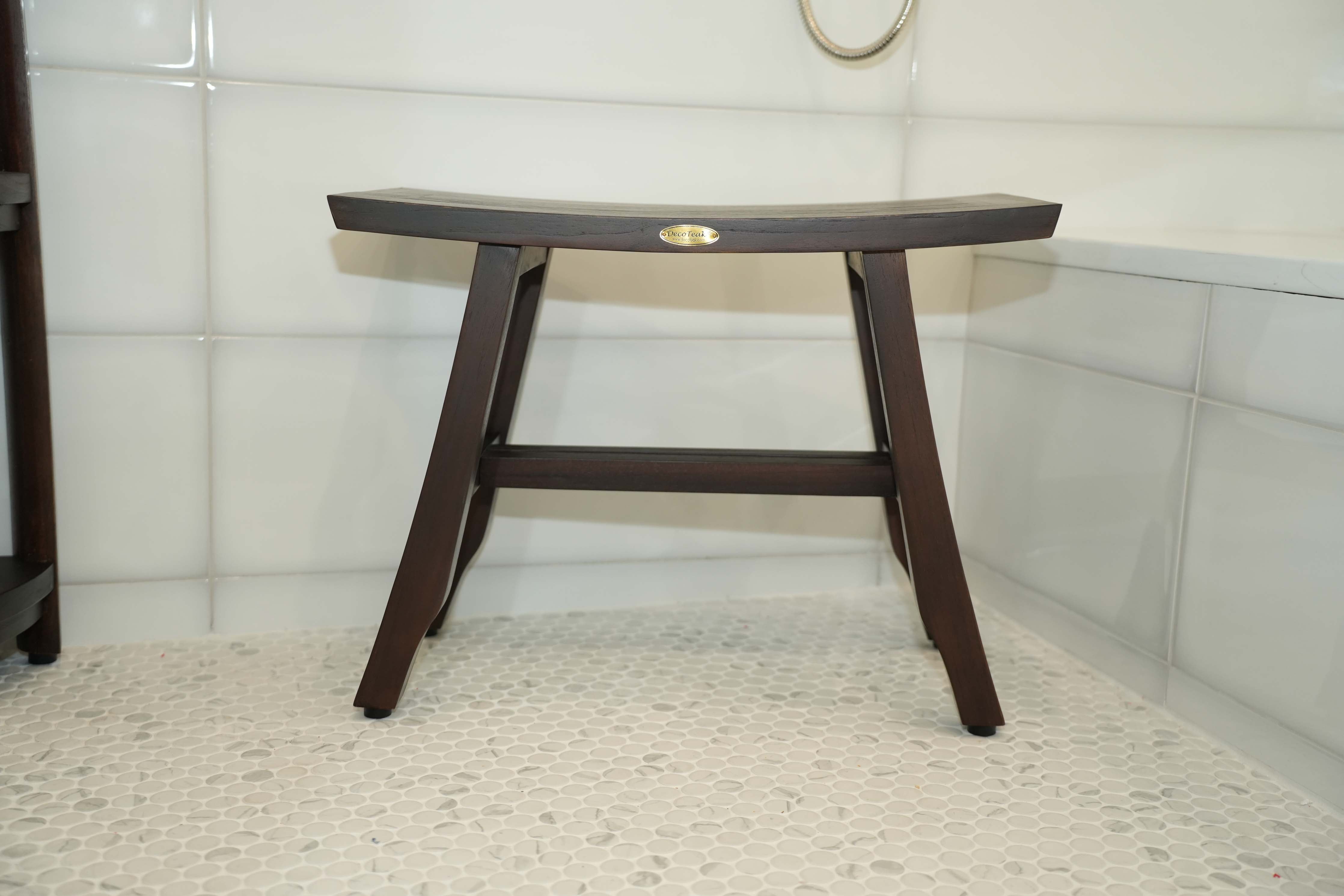 DecoTeak® Satori® 24" Teak Wood Shower Bench in Woodland Brown Finish