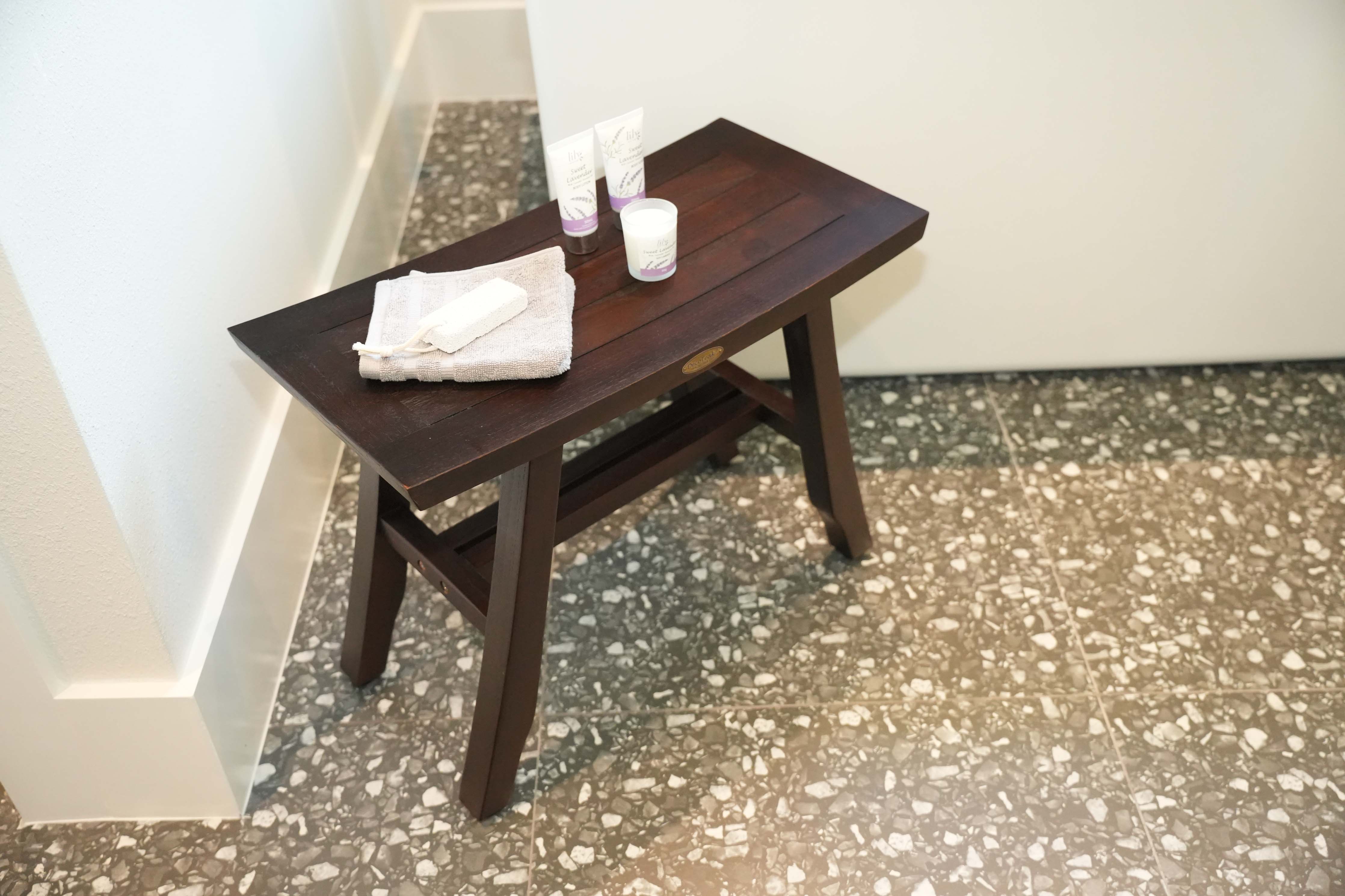 DecoTeak® Satori® 28" Teak Wood Shower Bench in Woodland Brown Finish