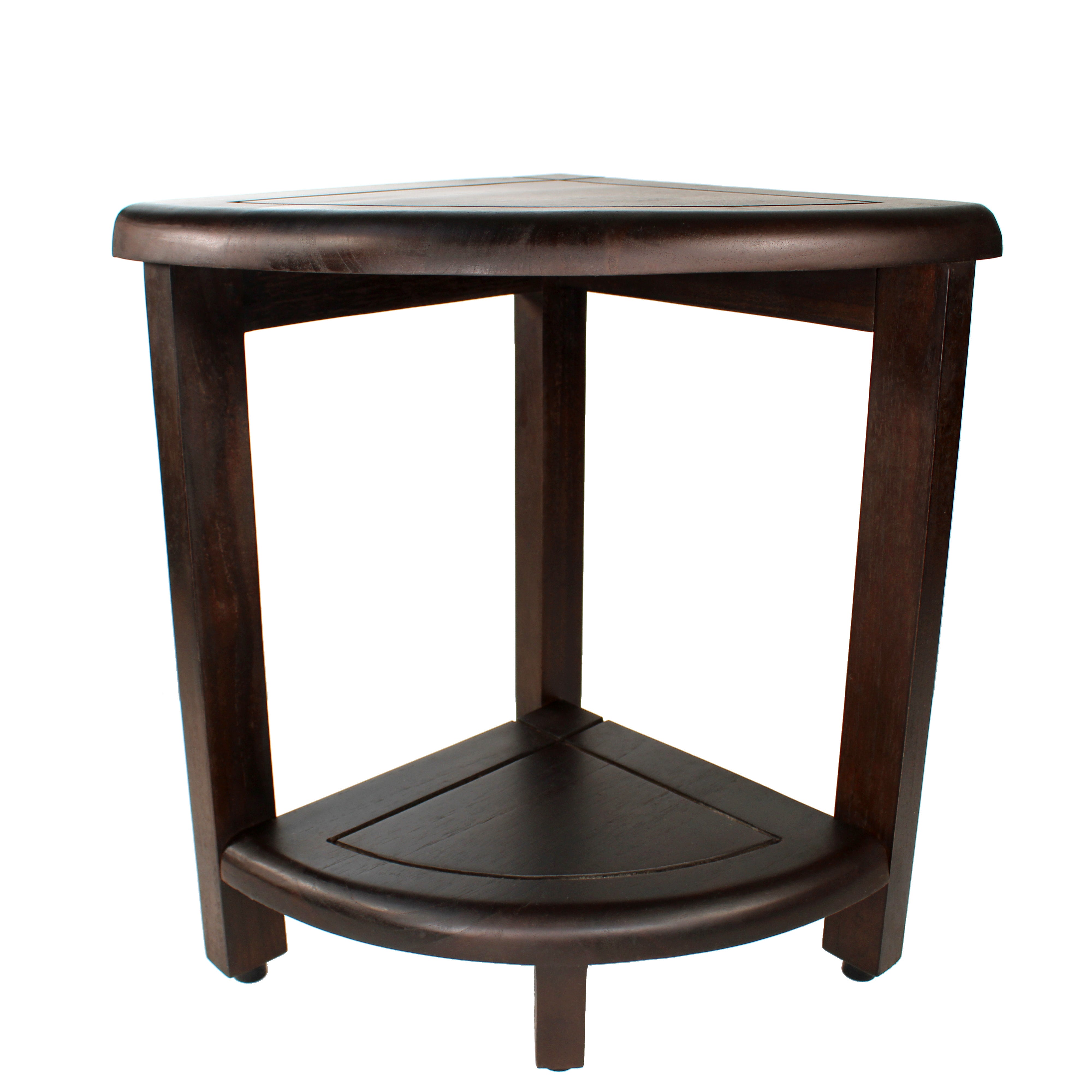 EcoDecors® SnazzyCorner® 18" Teak Shower with Shelf in Woodland Brown Finish