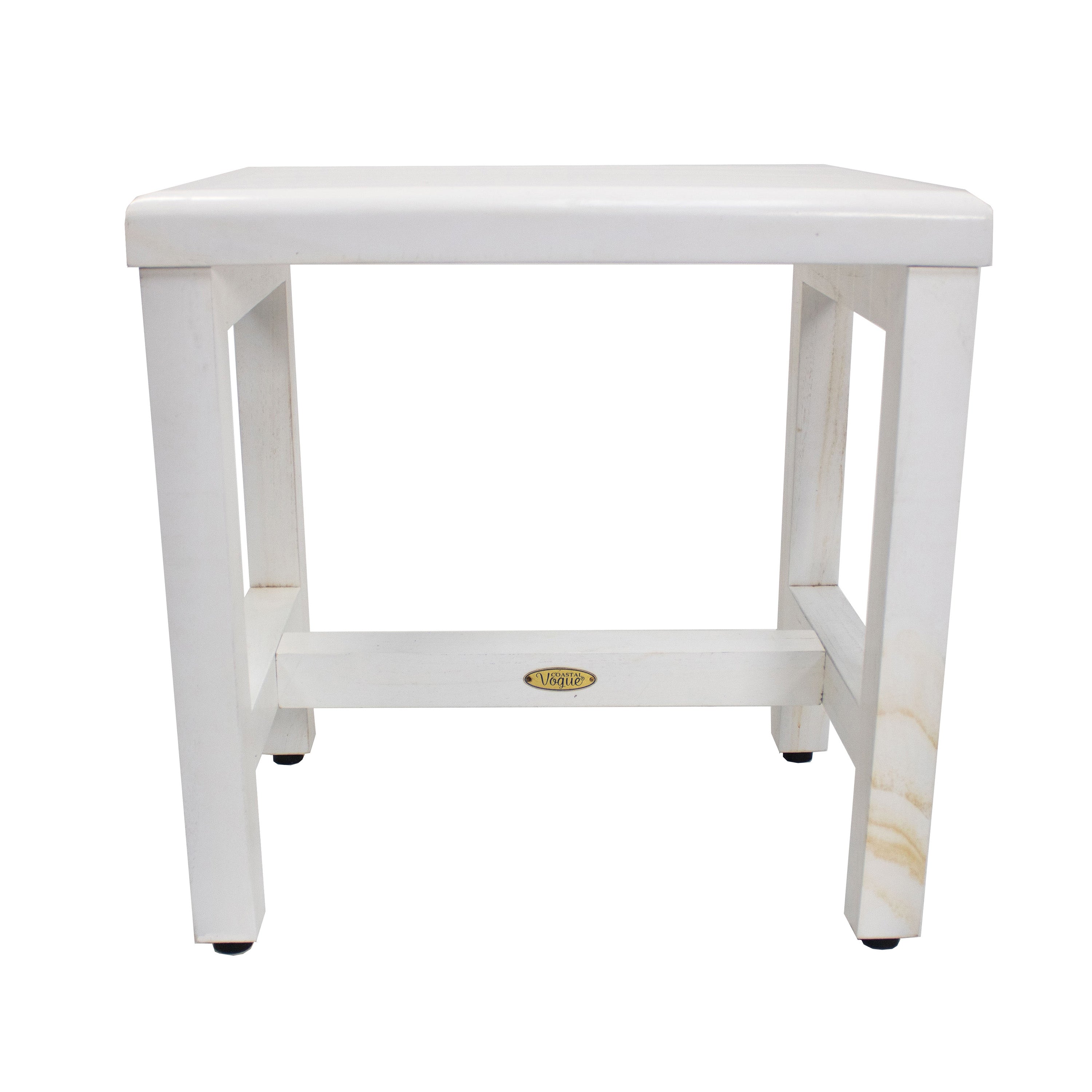 CoastalVogue® Eleganto® 18" White Teak Wood Shower Bench