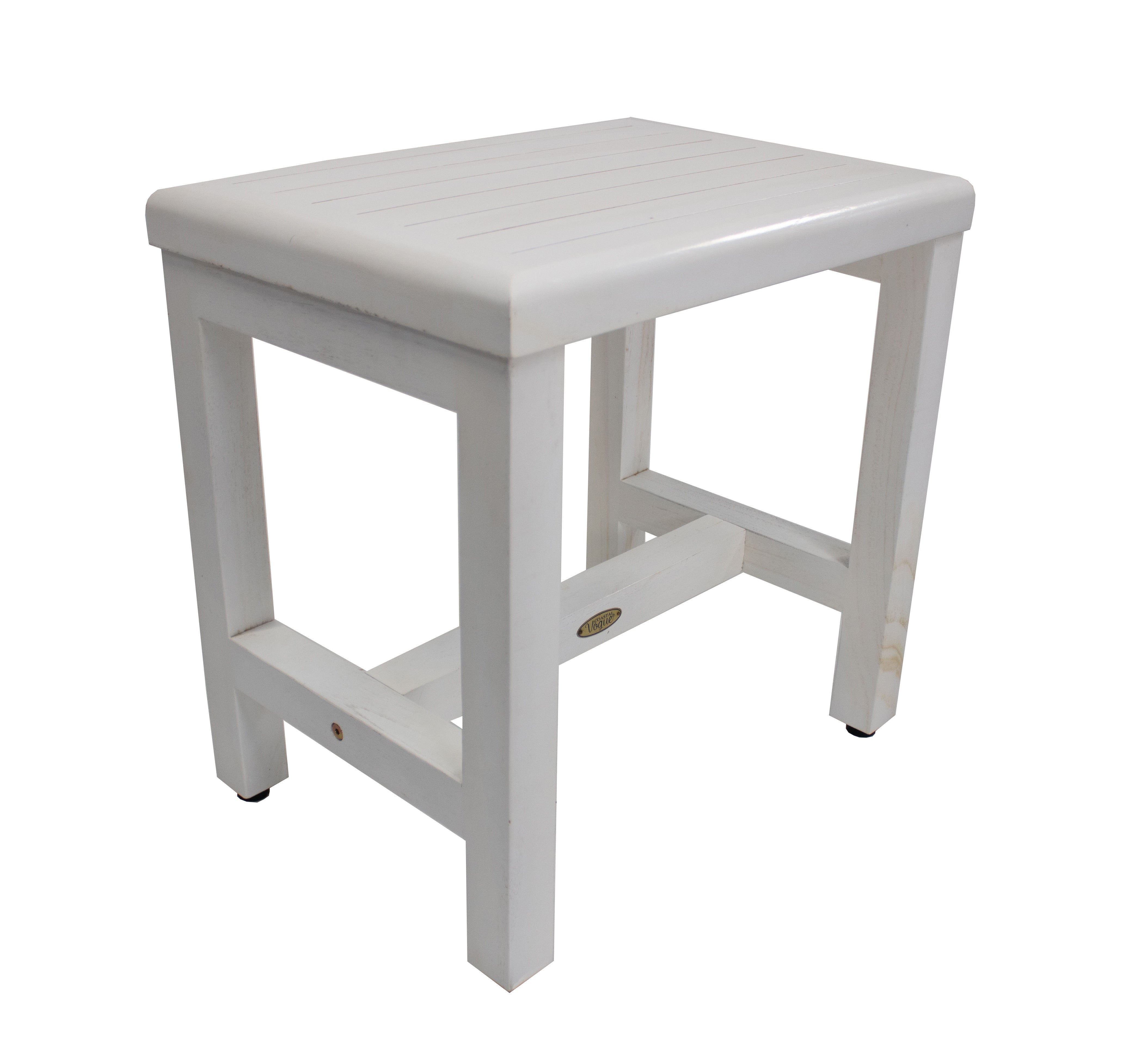 CoastalVogue® Eleganto® 18" White Teak Wood Shower Bench