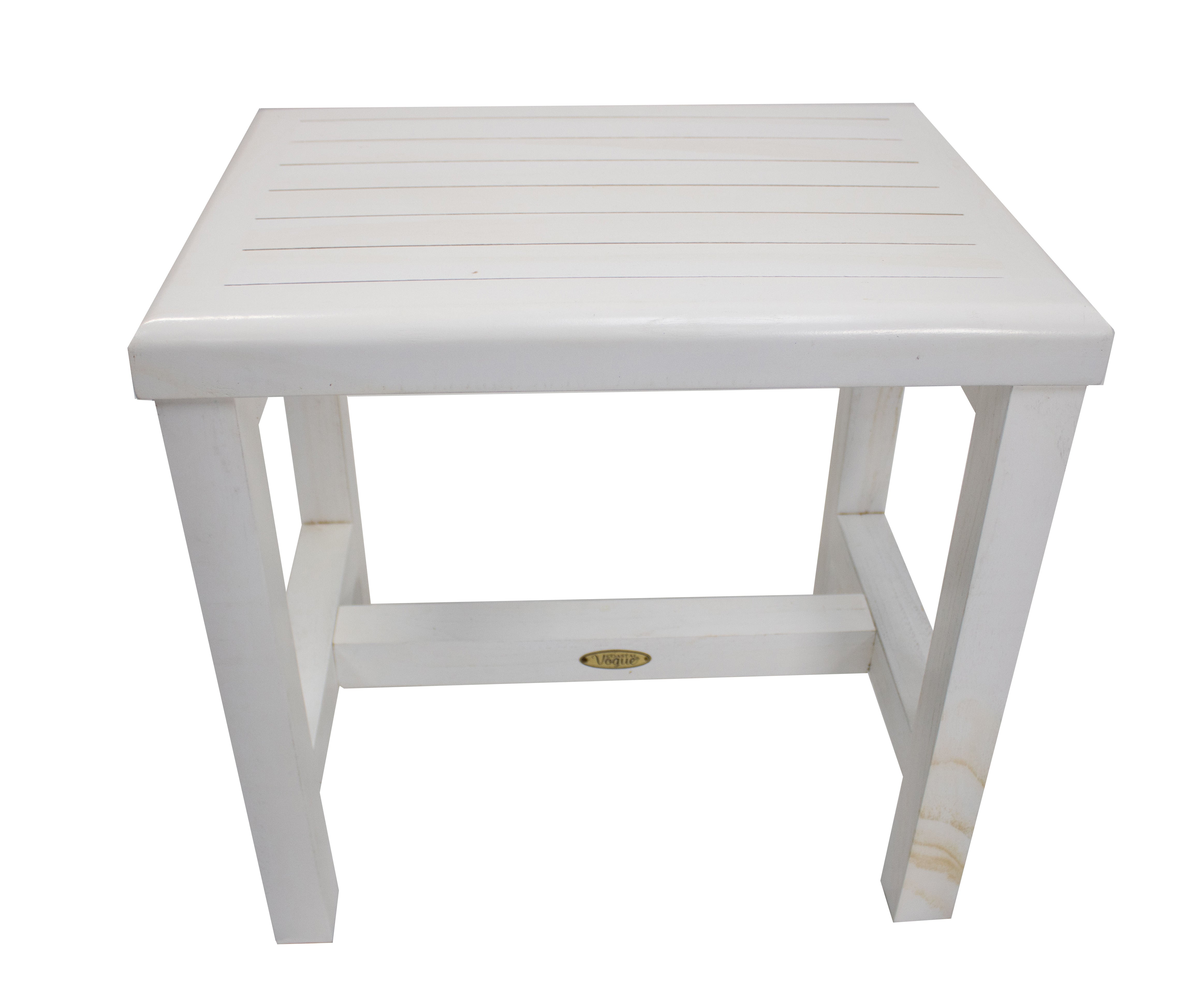 CoastalVogue® Eleganto® 18" White Teak Wood Shower Bench