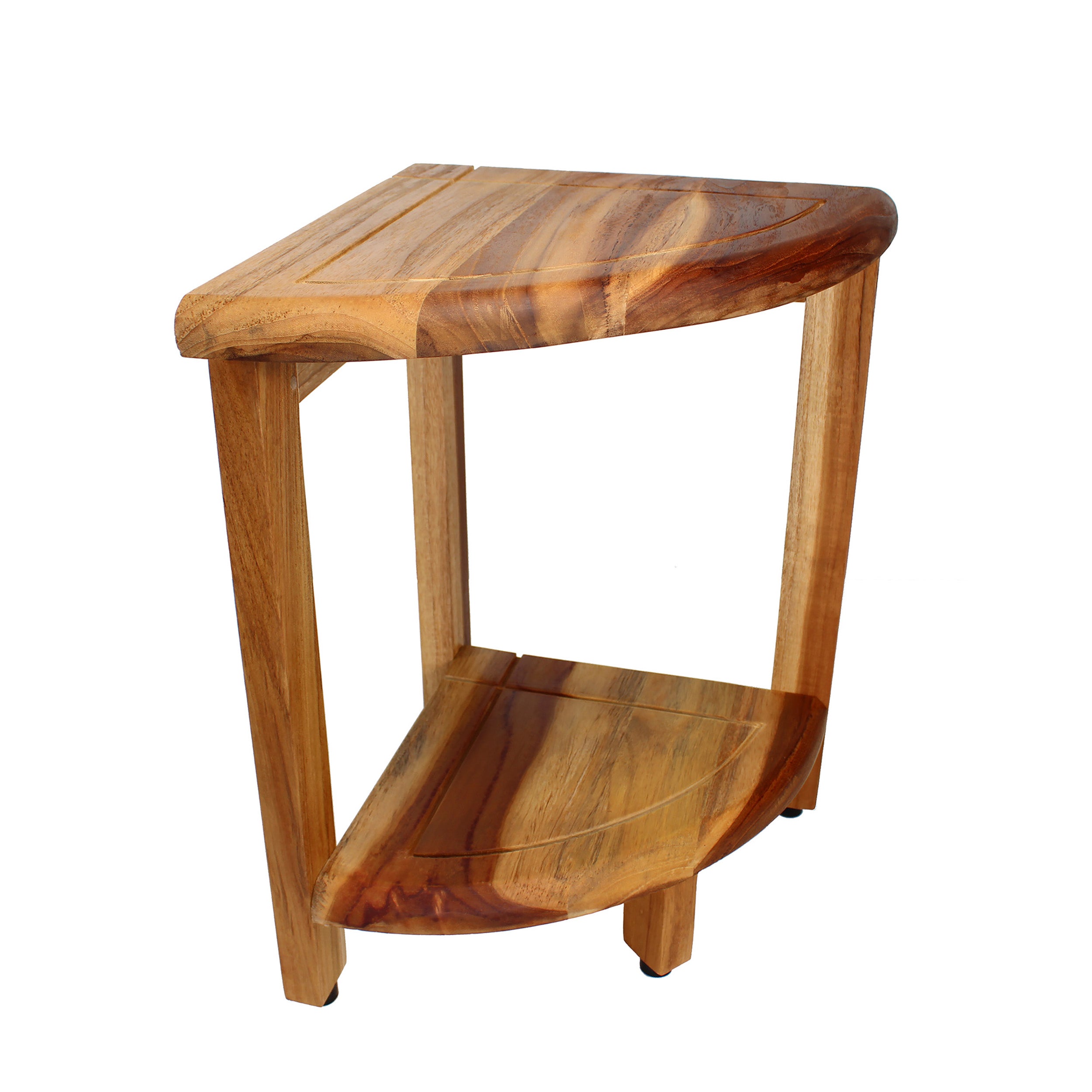EcoDecors Snazzy Corner 18"H 2-Tier Shower Shelf in EarthyTeak Finish