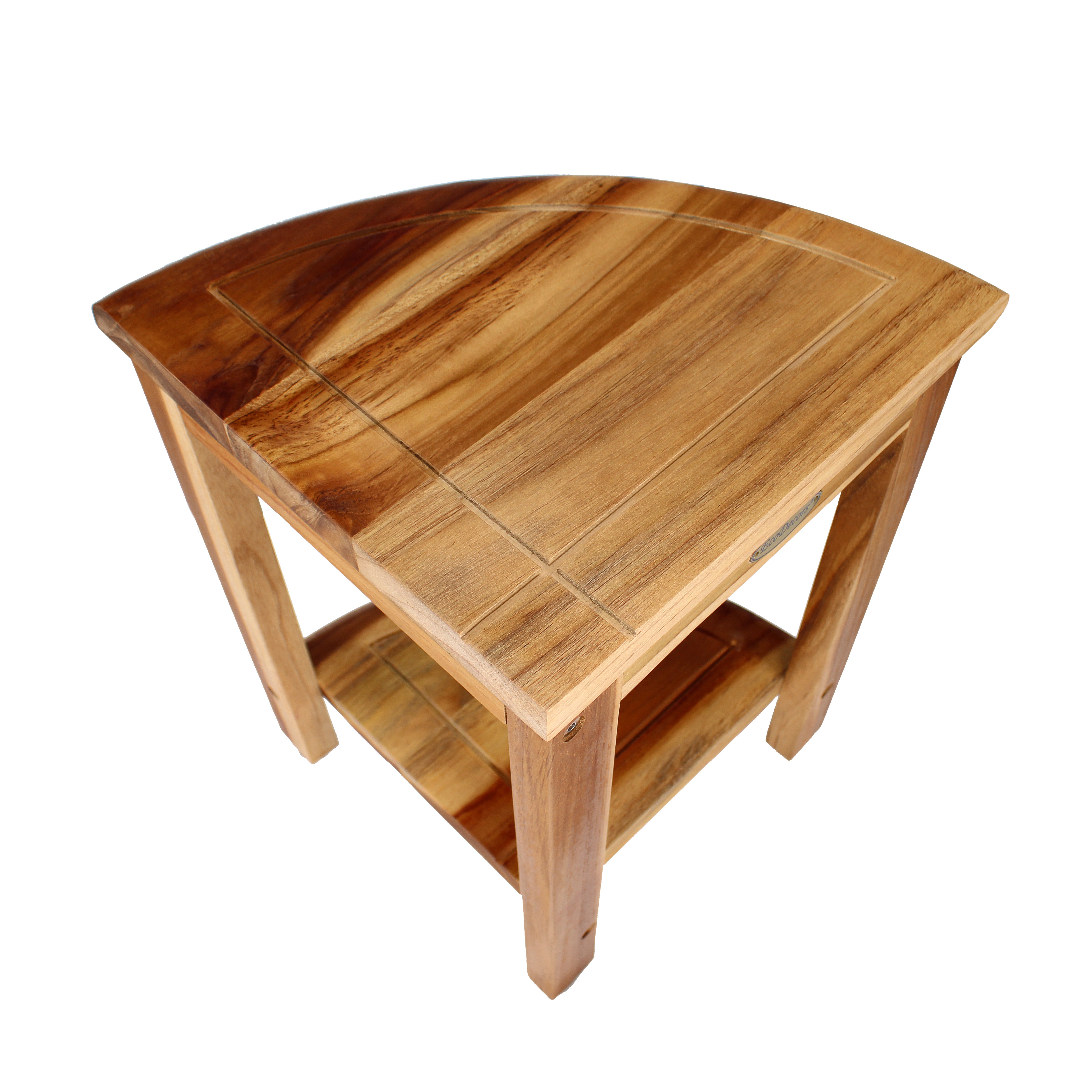 EcoDecors Snazzy Corner 18"H 2-Tier Shower Shelf in EarthyTeak Finish
