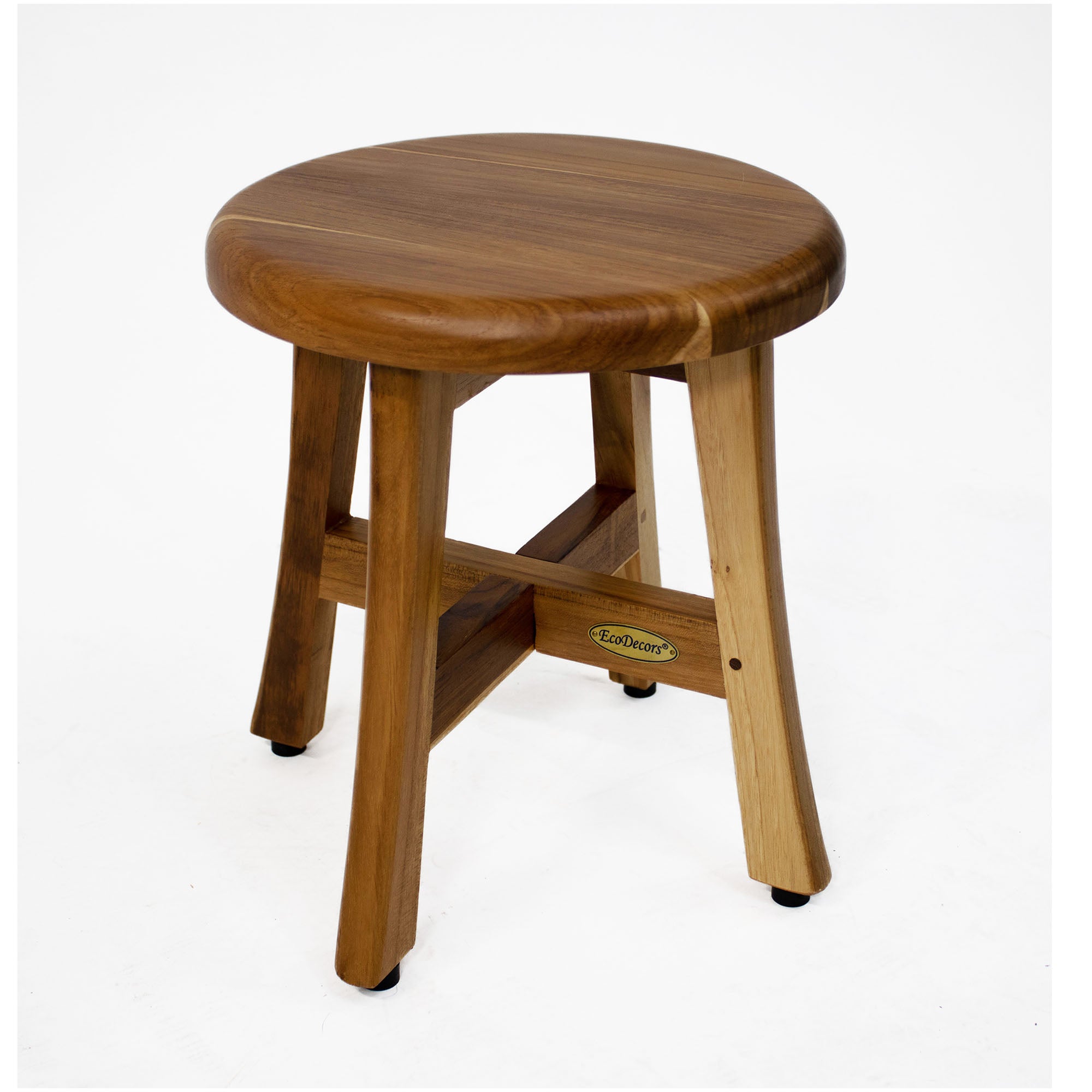 EcoDecors® Shoji® 13.5” Teak Wood Round Compact Shaving Shower Foot Stool