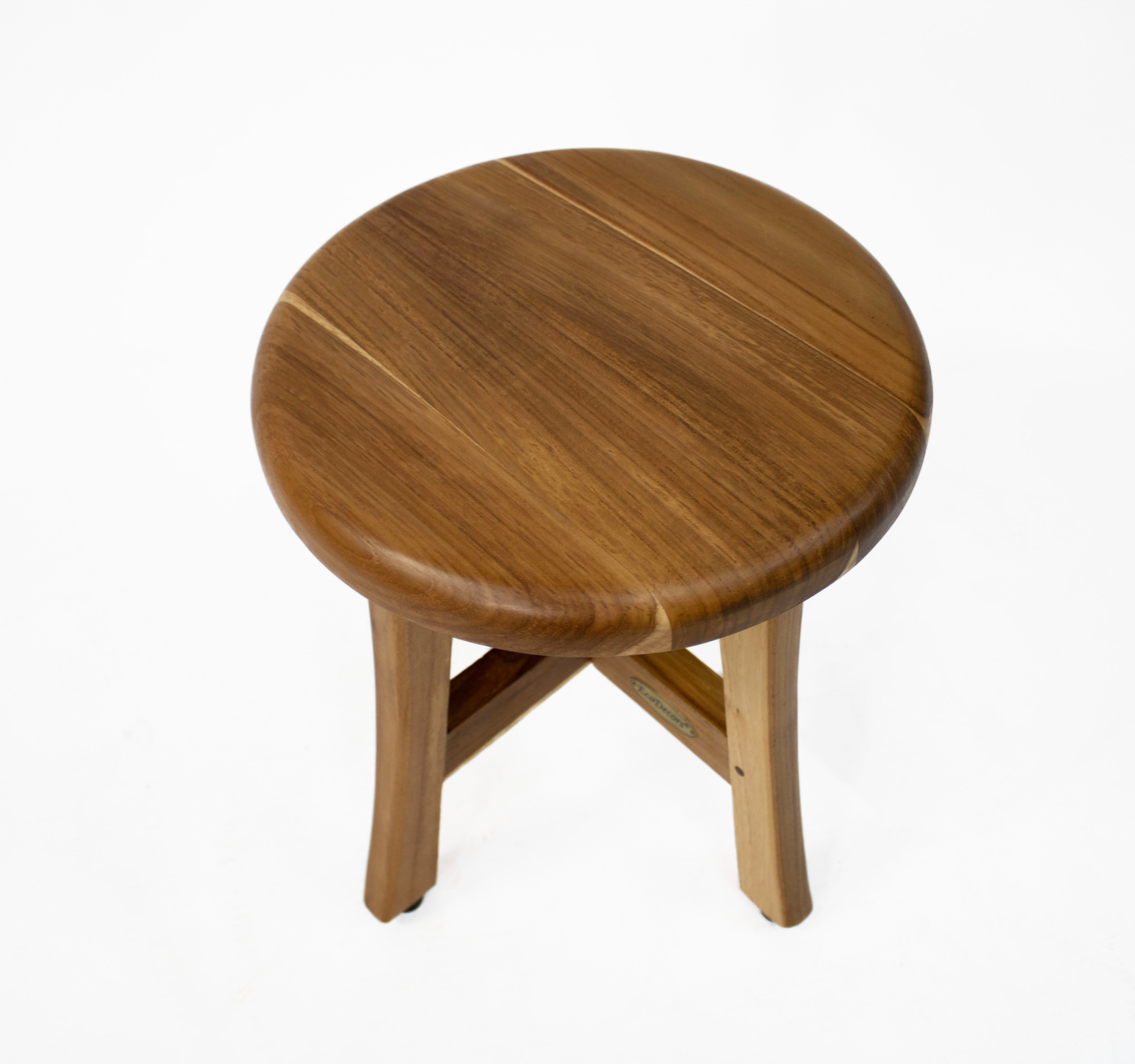 EcoDecors® Shoji® 13.5” Teak Wood Round Compact Shaving Shower Foot Stool
