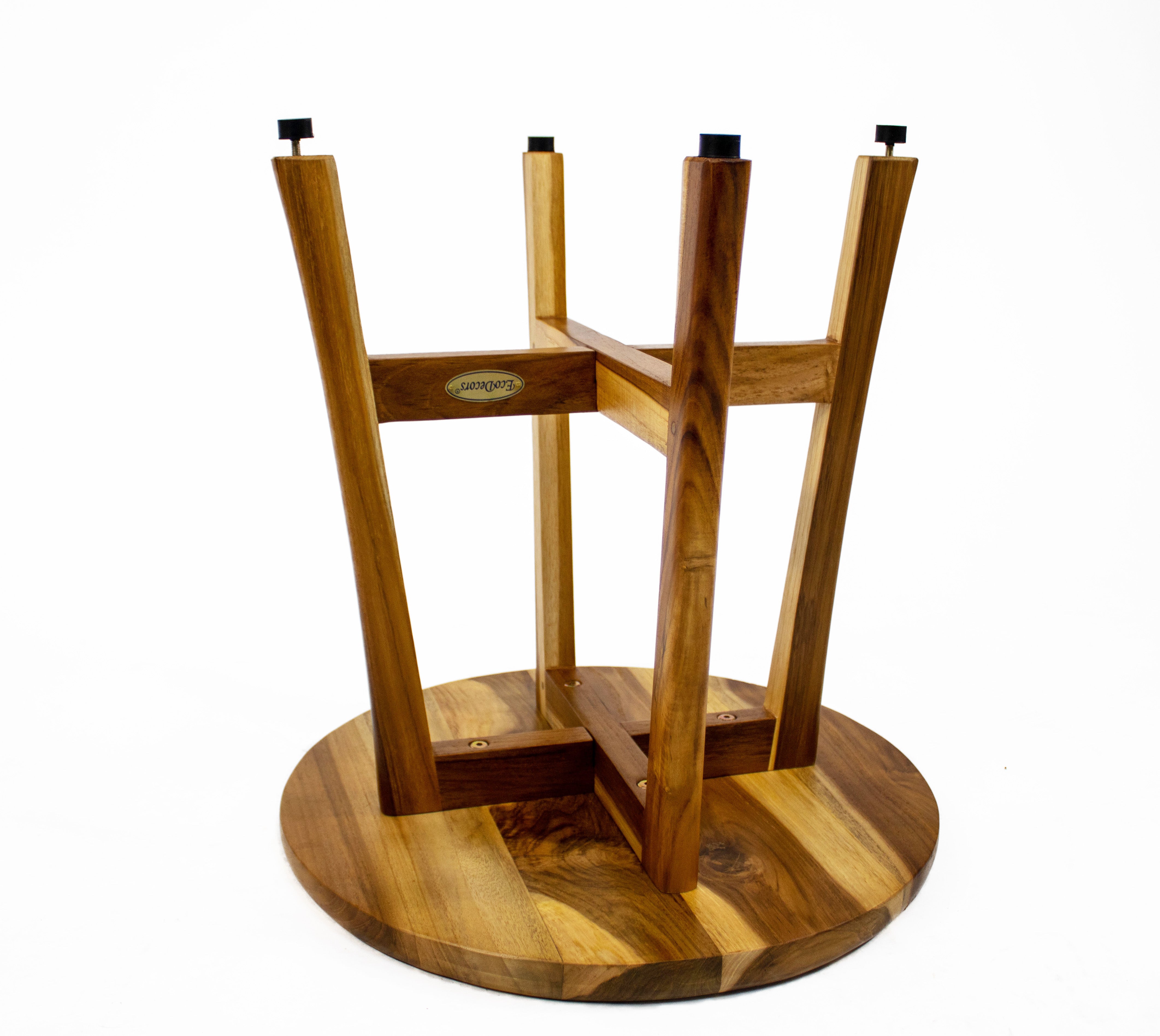 EcoDecors® Shoji® 18” Teak Wood Round Shower Seat or Side Table