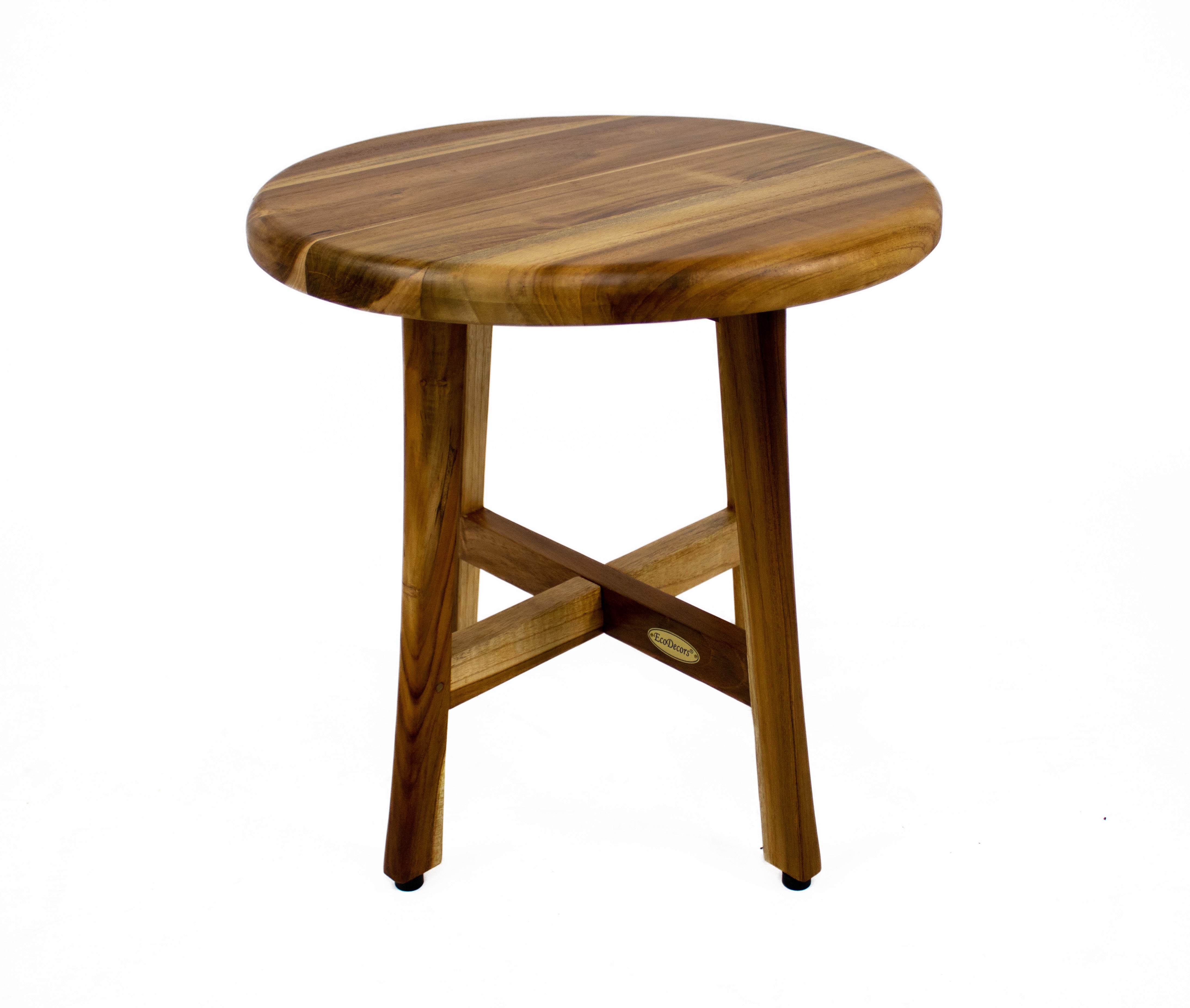 EcoDecors® Shoji® 18” Teak Wood Round Shower Seat or Side Table