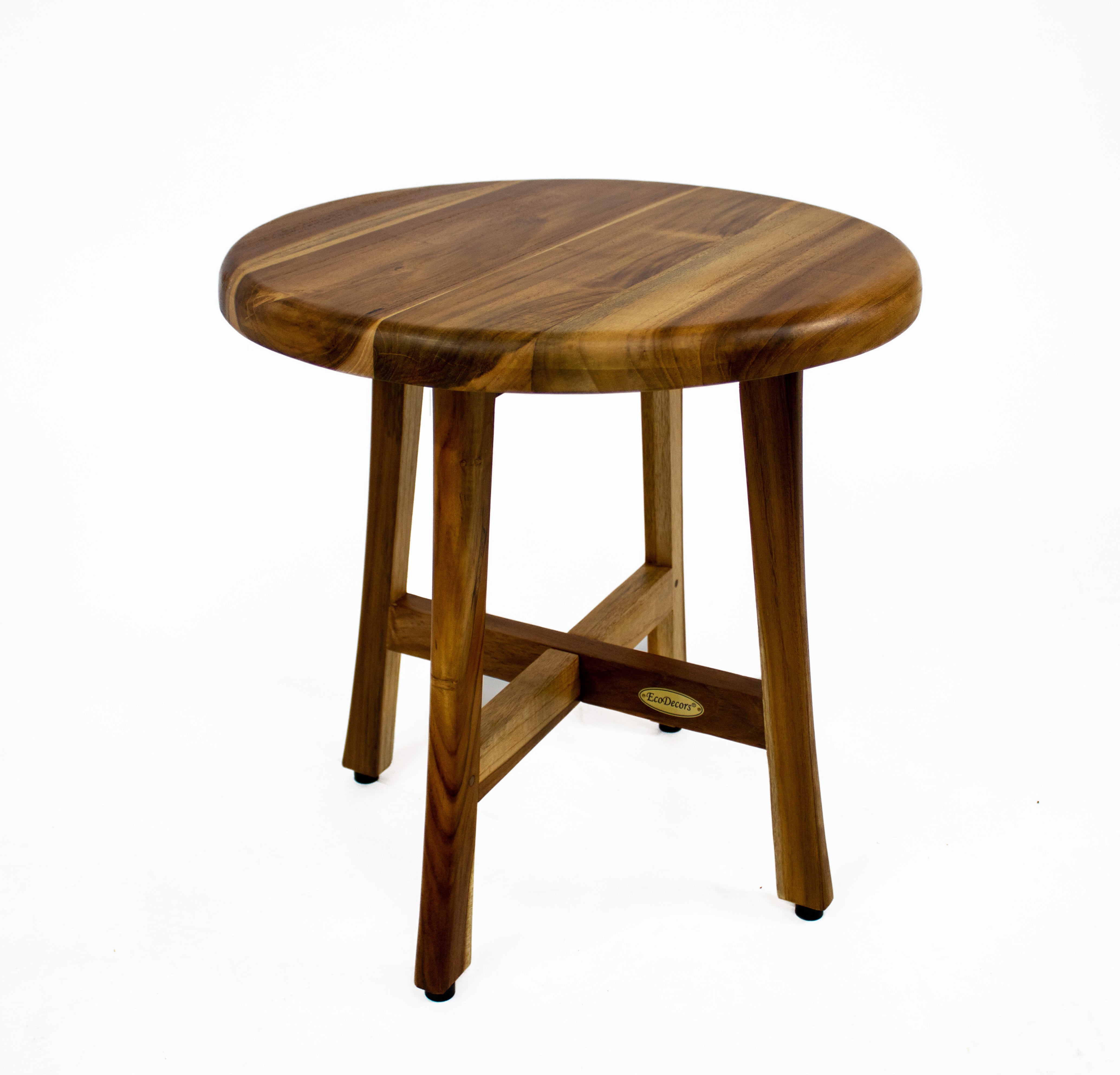 EcoDecors® Shoji® 18” Teak Wood Round Shower Seat or Side Table