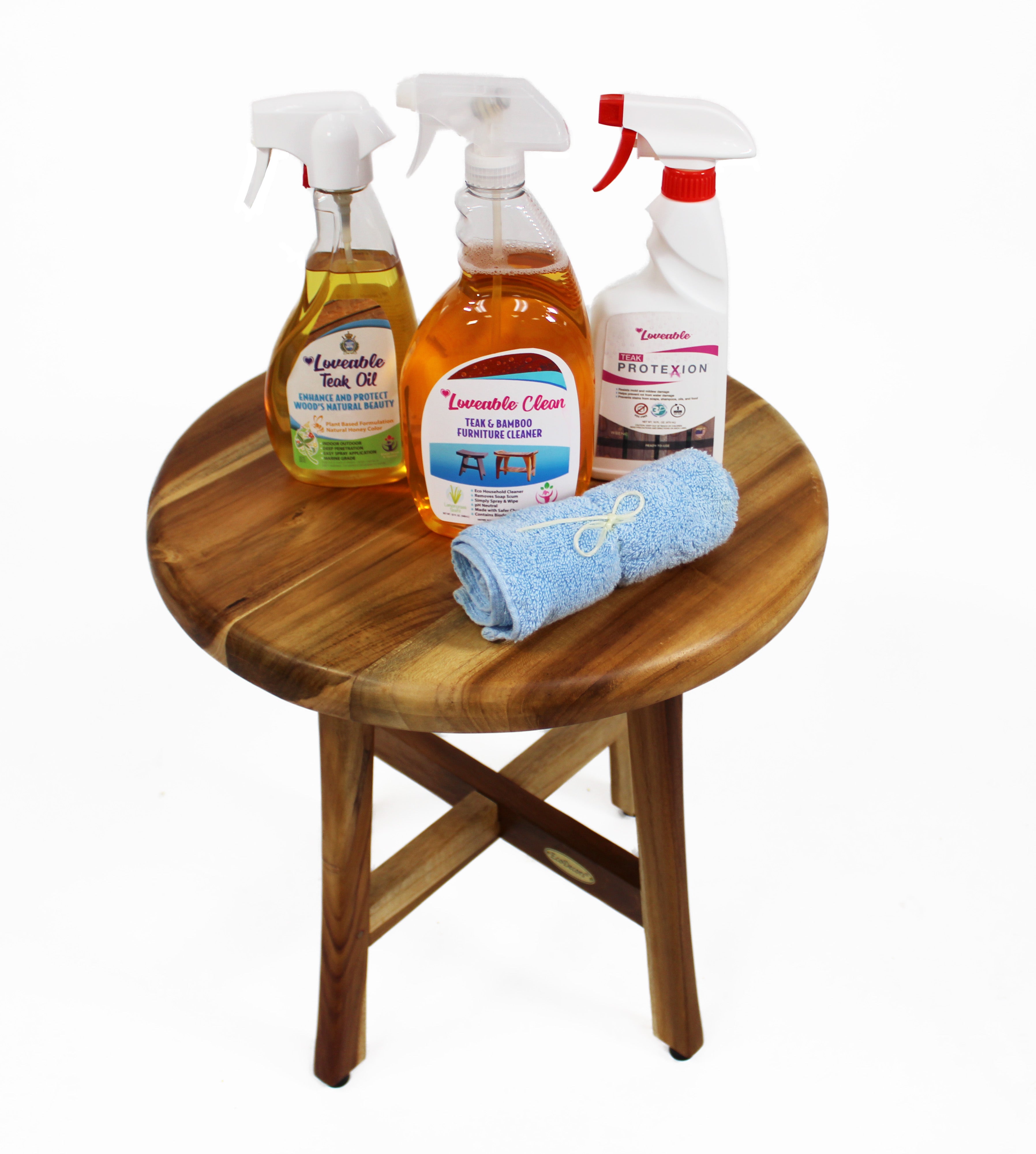 EcoDecors® Shoji® 18” Teak Wood Round Shower Seat or Side Table