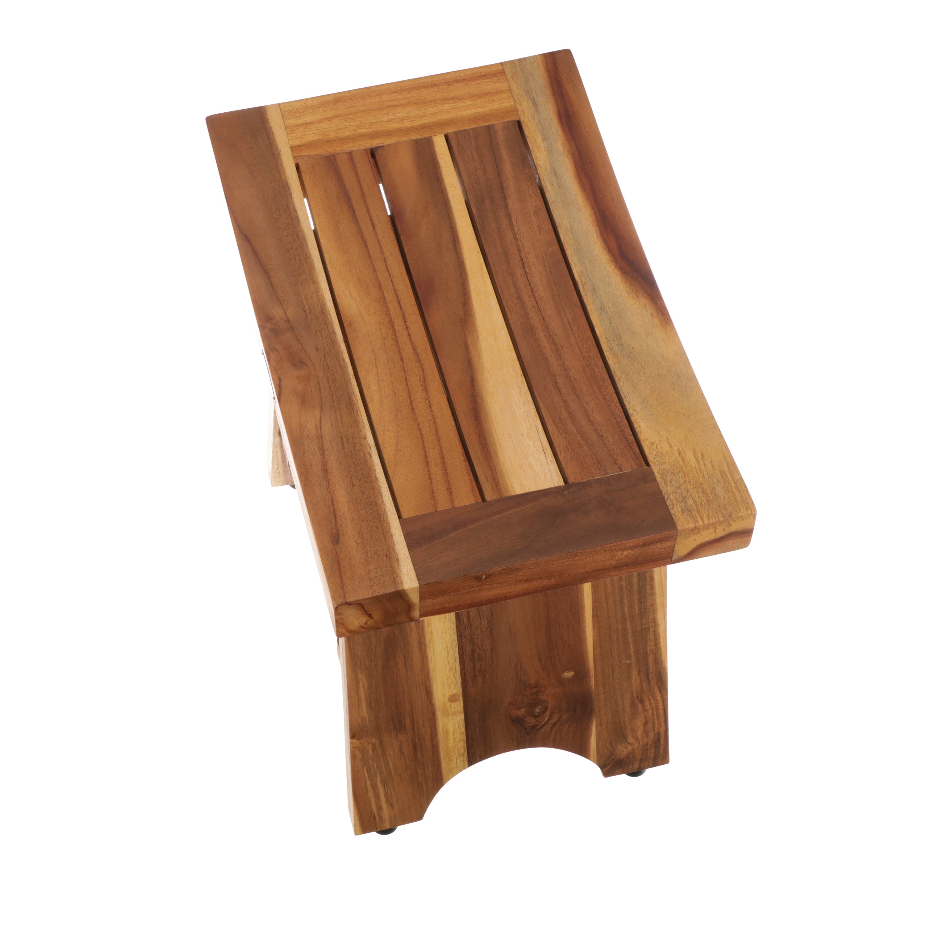EcoDecors® Serenity® 18" Teak Wood Shower Bench with Shelf in EarthyTeak Finish, Fully Assembled, Water-Resistant, Compact Bathroom & Shower Seat