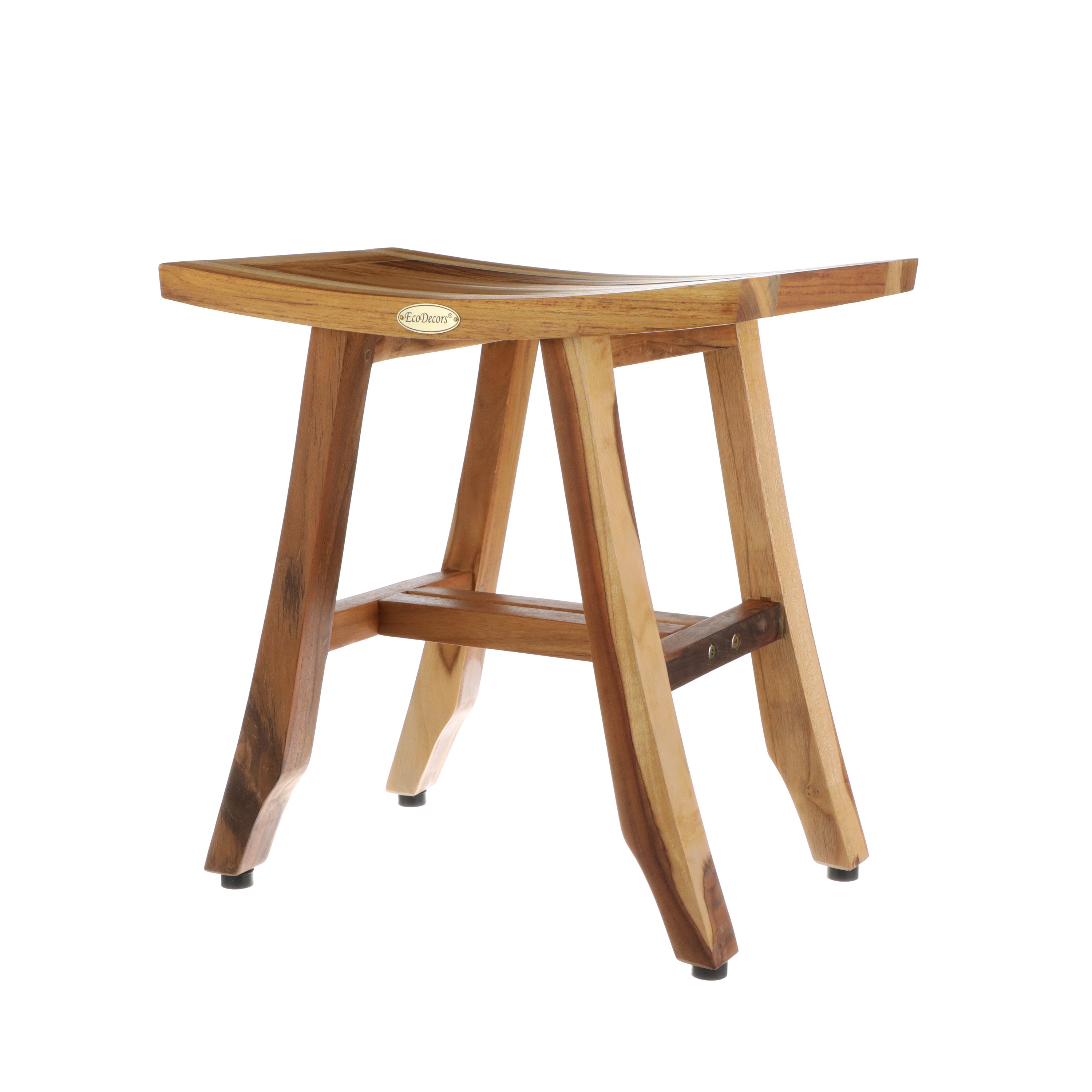 EcoDecors® Satori® 18" Teak Wood Shower Bench in EarthyTeak Finish, Fully Assembled, Compact Bath Seat for Indoor & Outdoor Use
