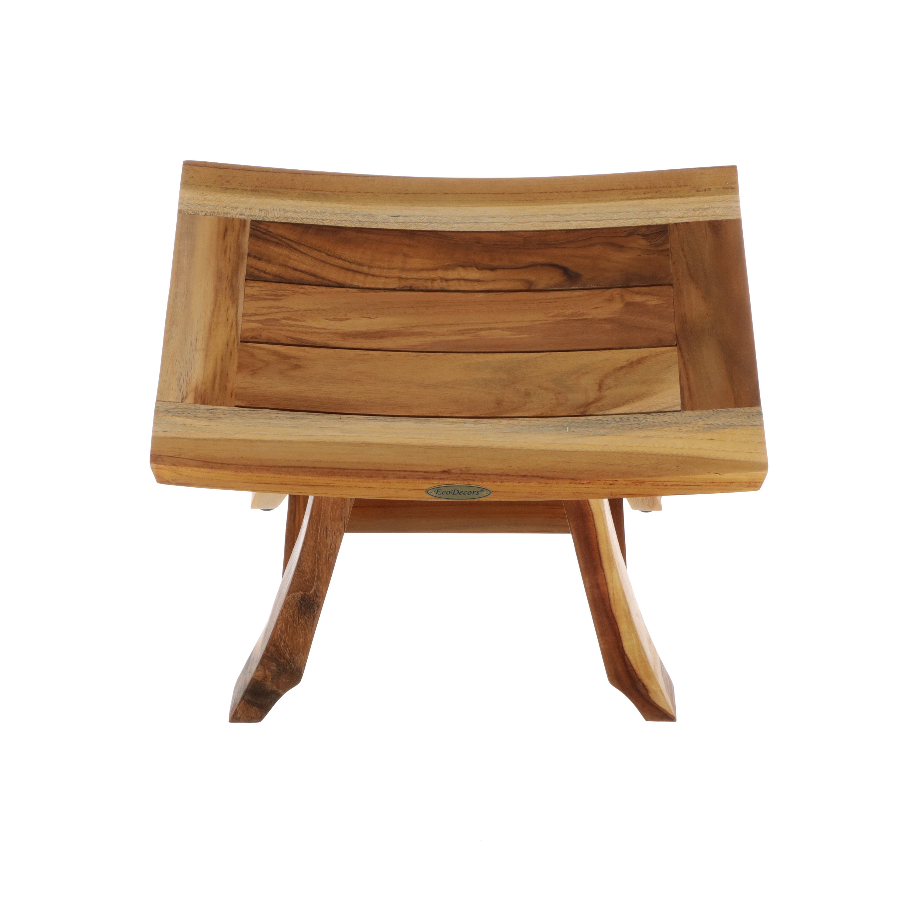 EcoDecors® Satori® 18" Teak Wood Shower Bench in EarthyTeak Finish, Fully Assembled, Compact Bath Seat for Indoor & Outdoor Use