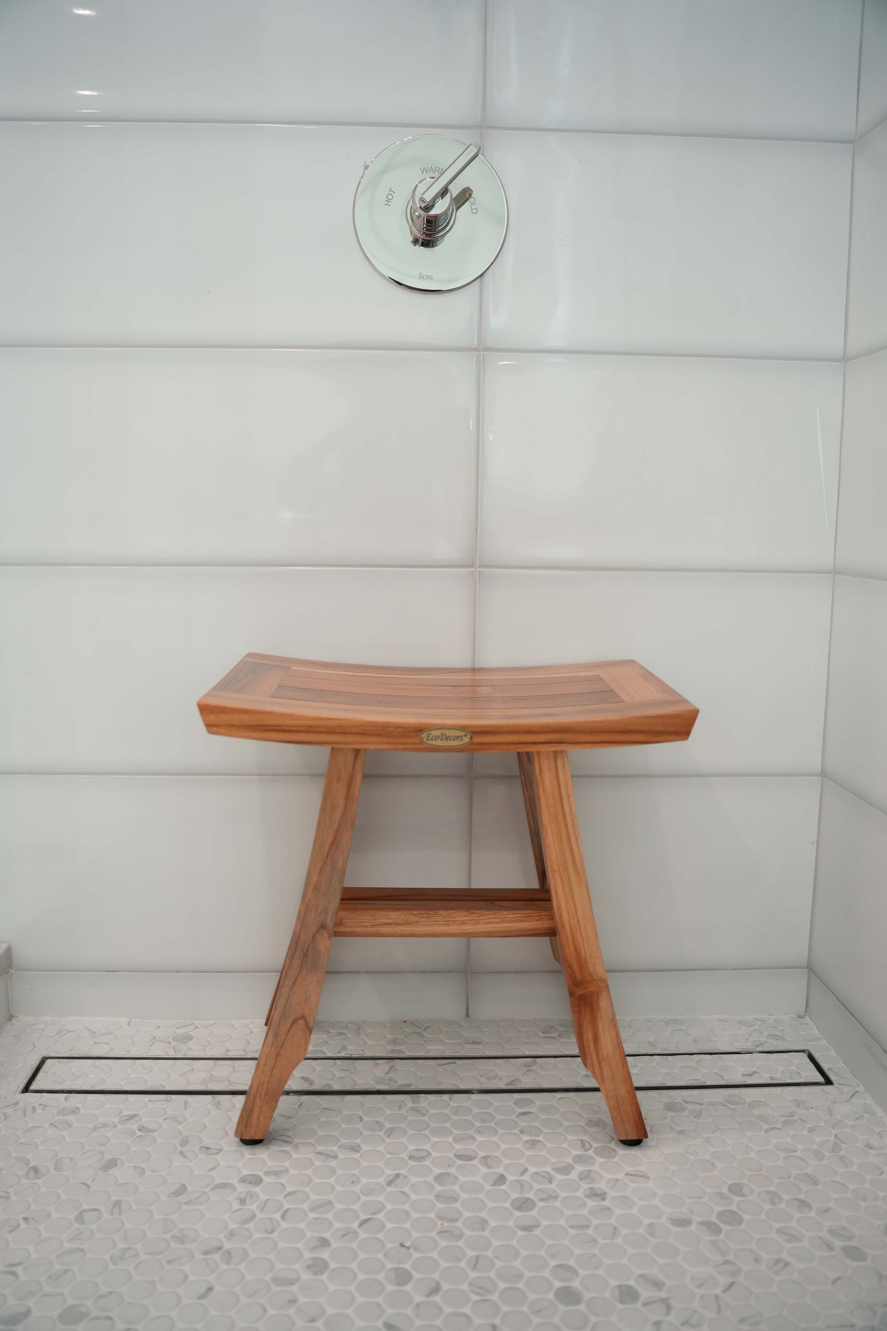 EcoDecors® Satori® 18" Teak Wood Shower Bench in EarthyTeak Finish