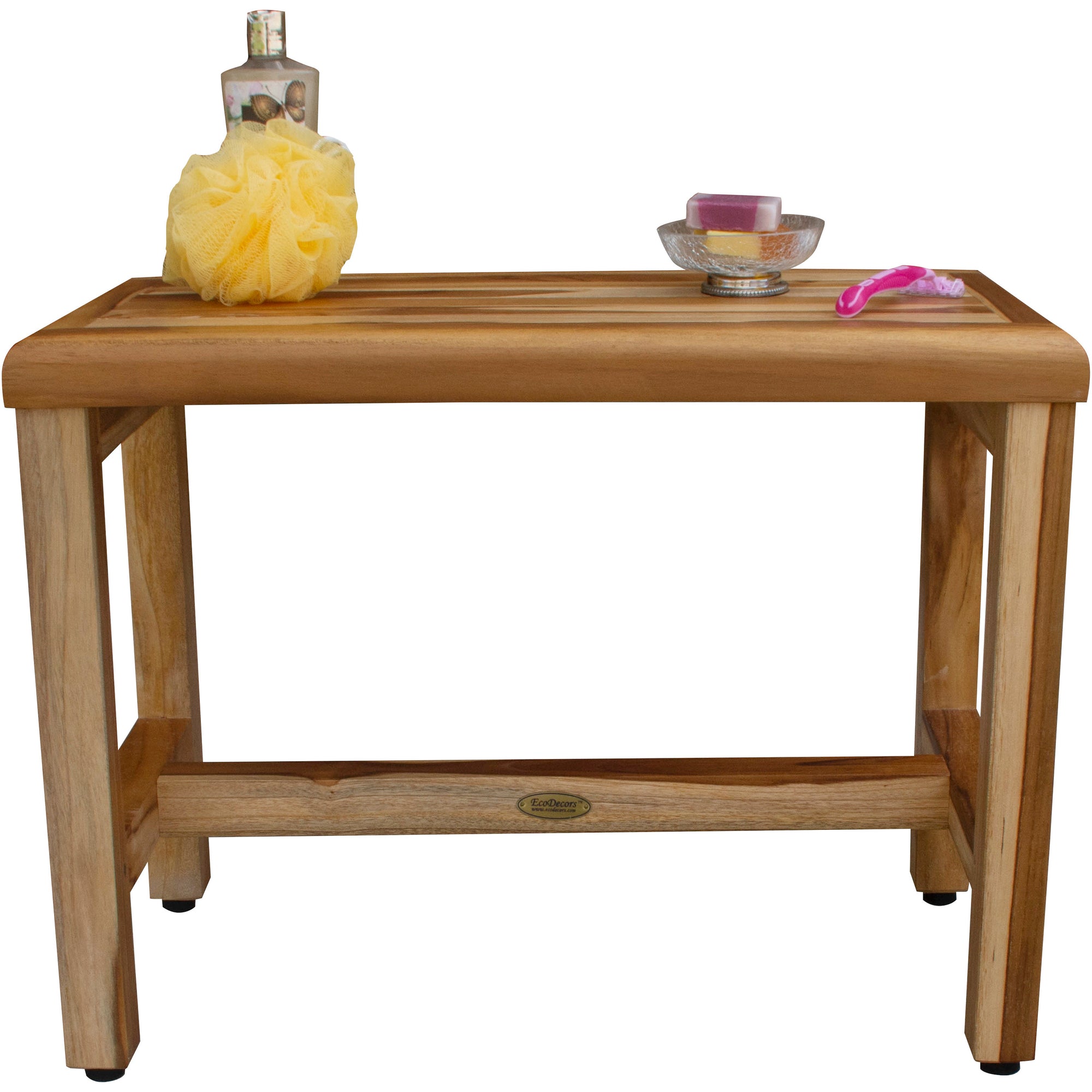 EcoDecors® Eleganto® 24" Teak Wood Shower Bench in EarthyTeak Finish