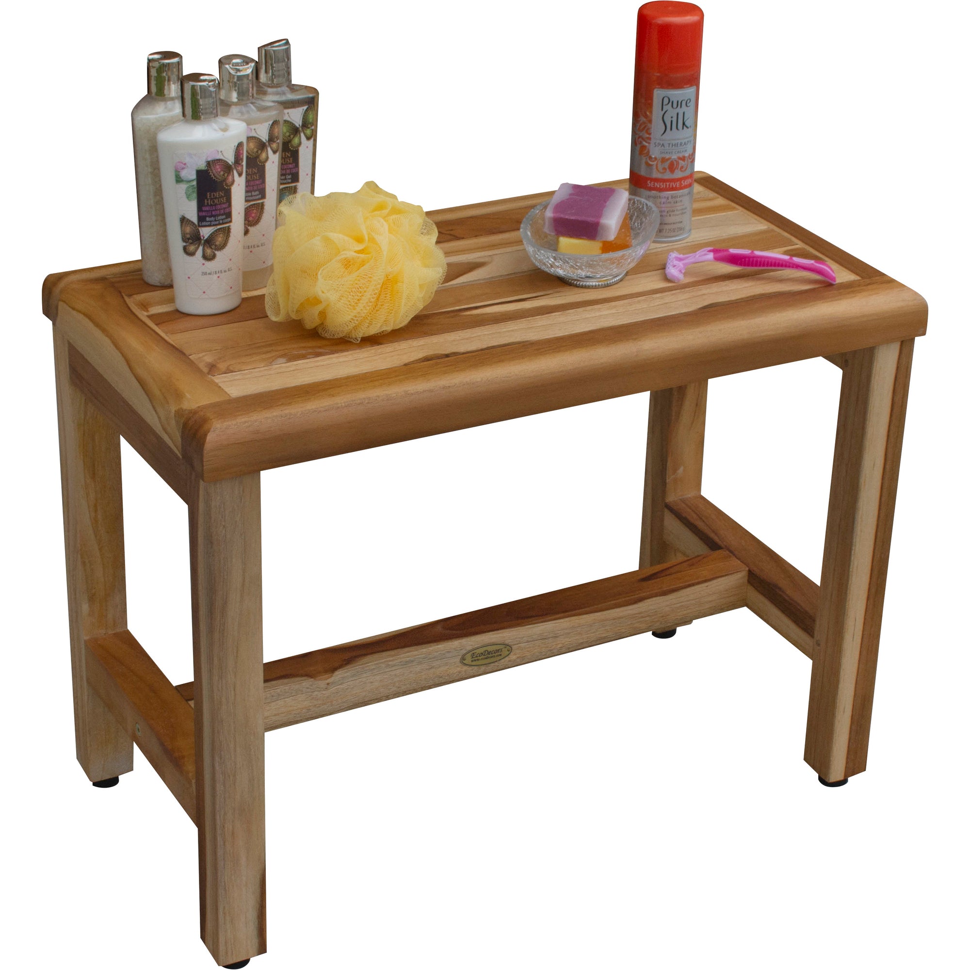 EcoDecors® Eleganto® 24" Teak Wood Shower Bench in EarthyTeak Finish